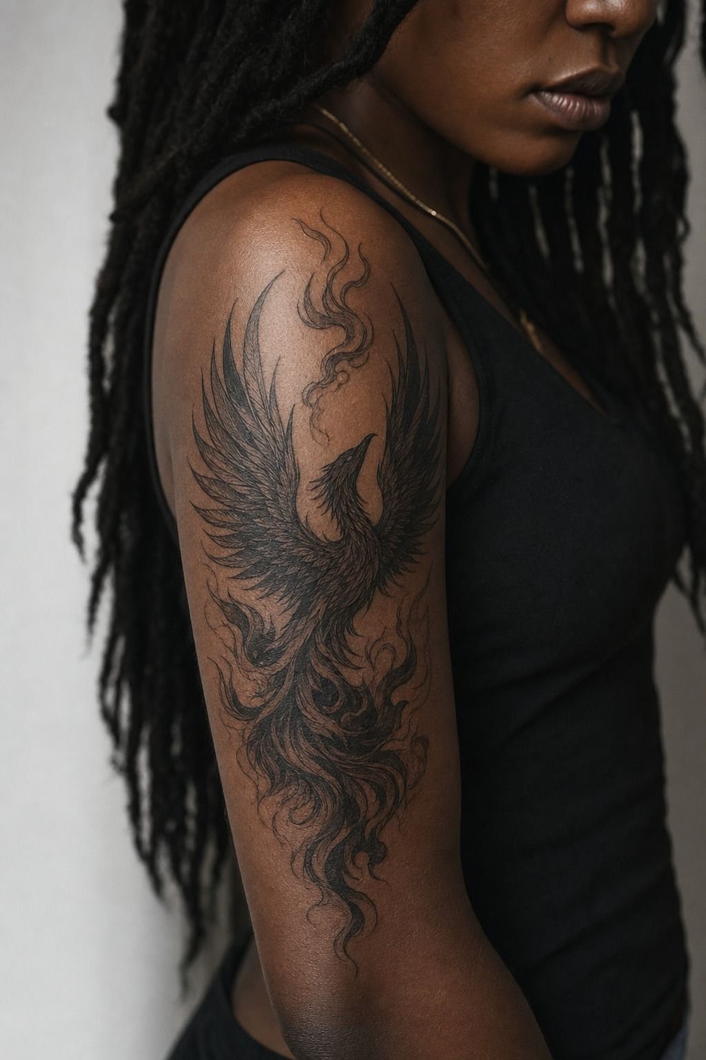 Blackout Phoenix Rising on the Upper Arm