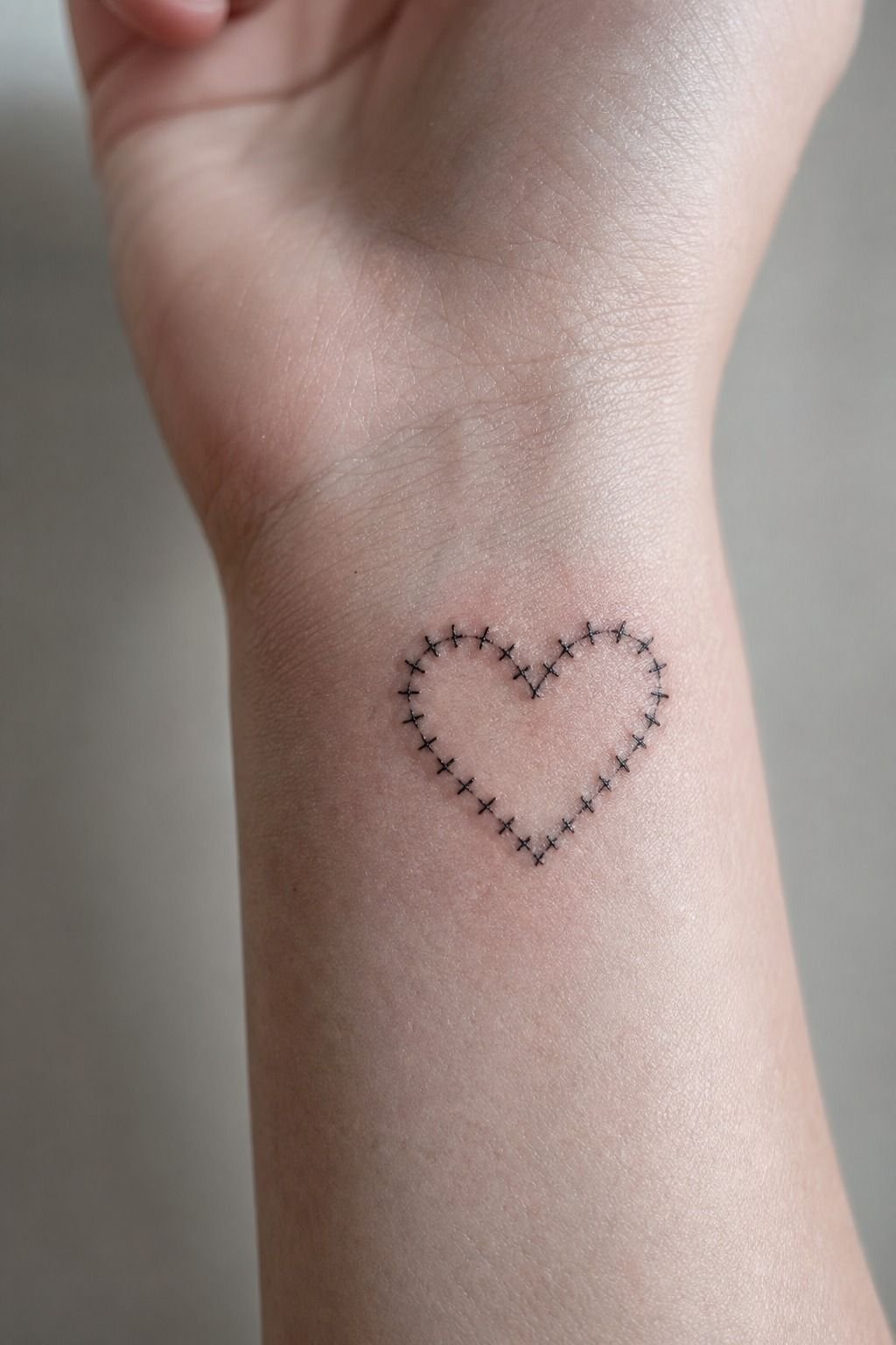 Tiny Stitched Heart on the Wrist