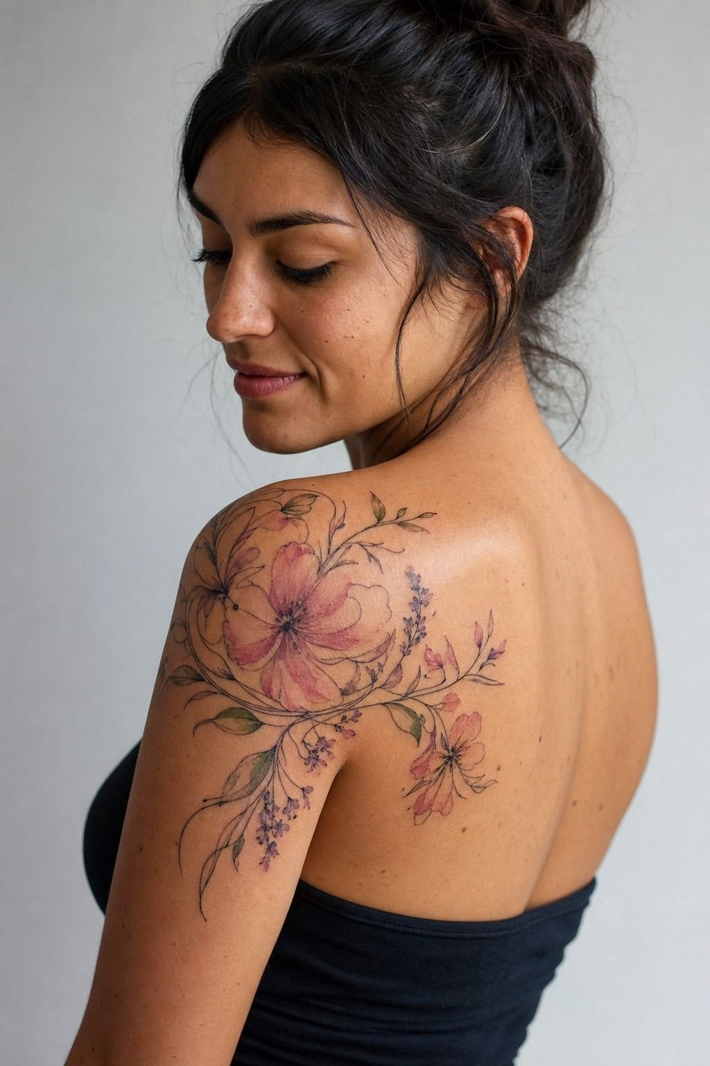Watercolor Florals Anchored With Fine Lines