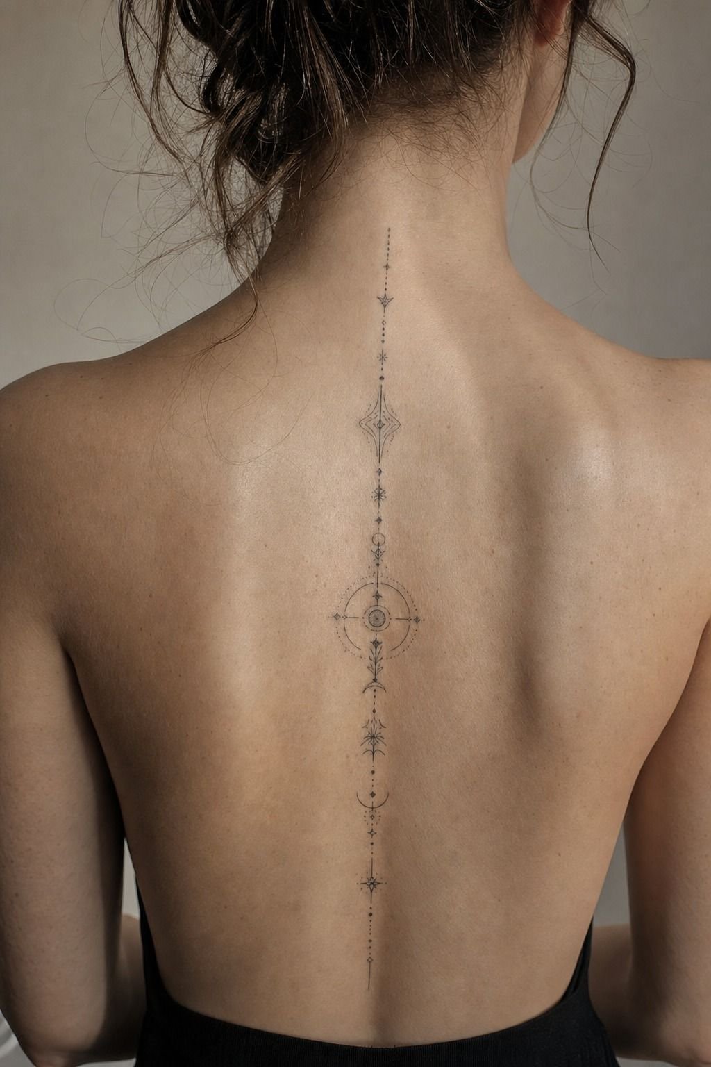 Graceful Spine Tattoos With Symmetrical Linework