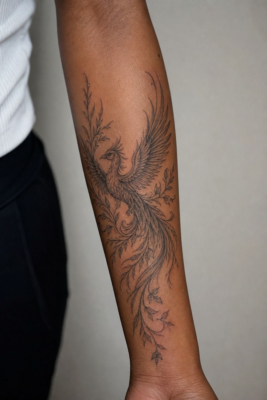 Grow a Fine-Line Phoenix Through Botanical Details