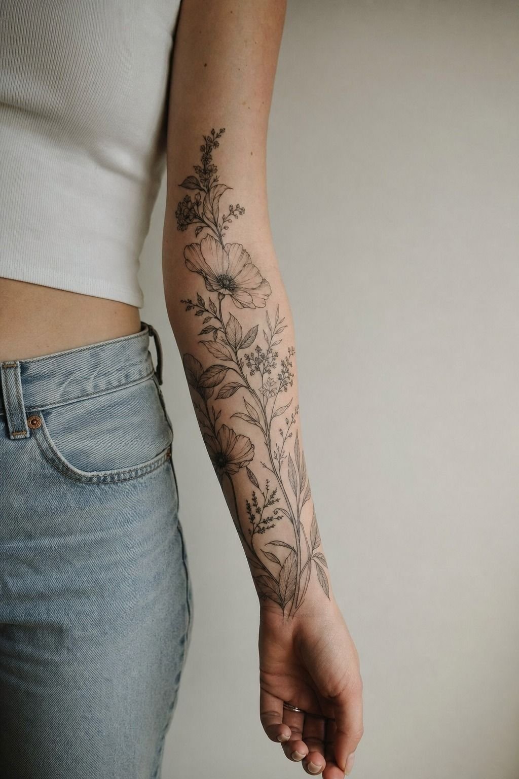 I Chose a Flower Sleeve Tattoo Concept