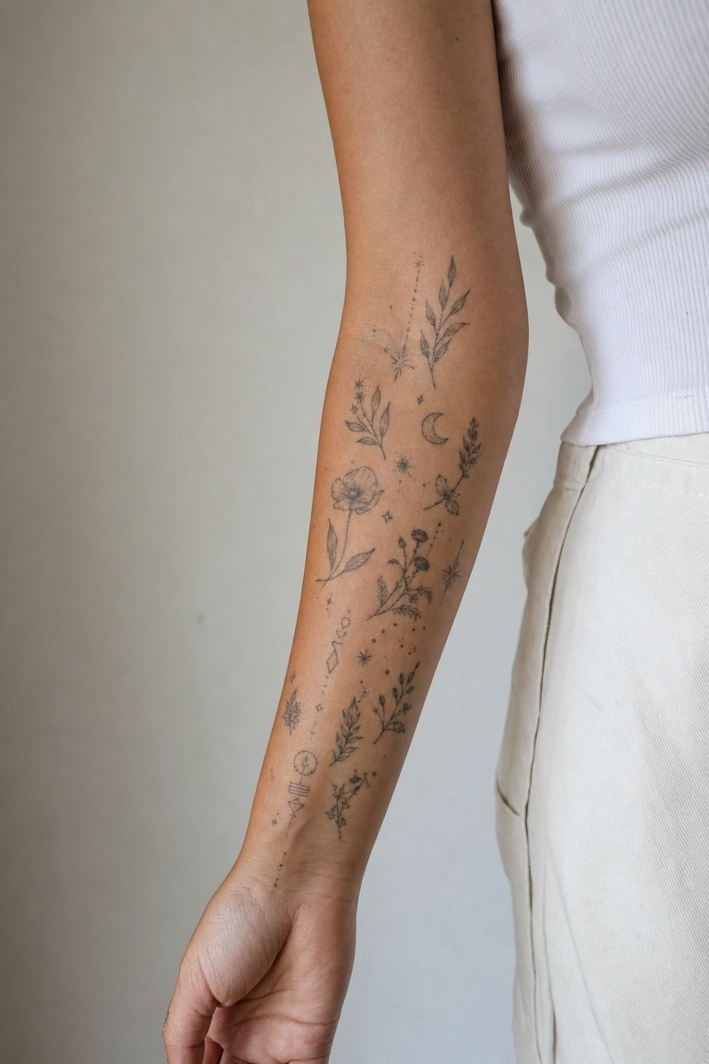 I Mixed Botanical Stickers With Fine Line Symbols