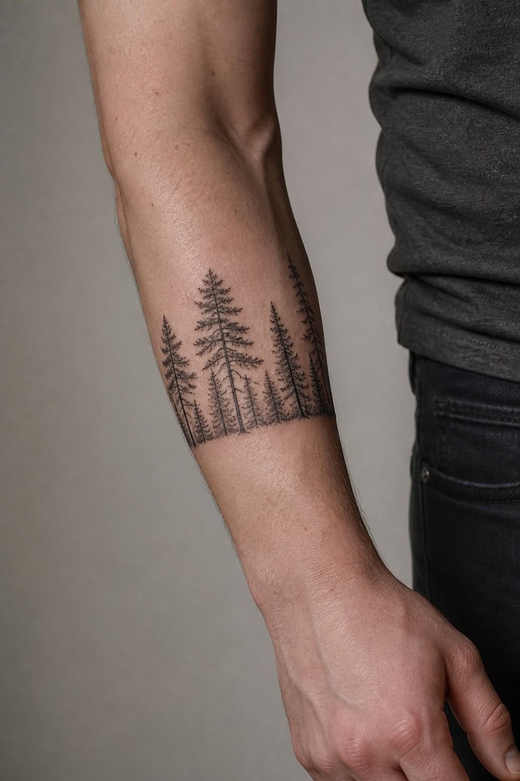 Pine Forest Silhouette Across the Forearm