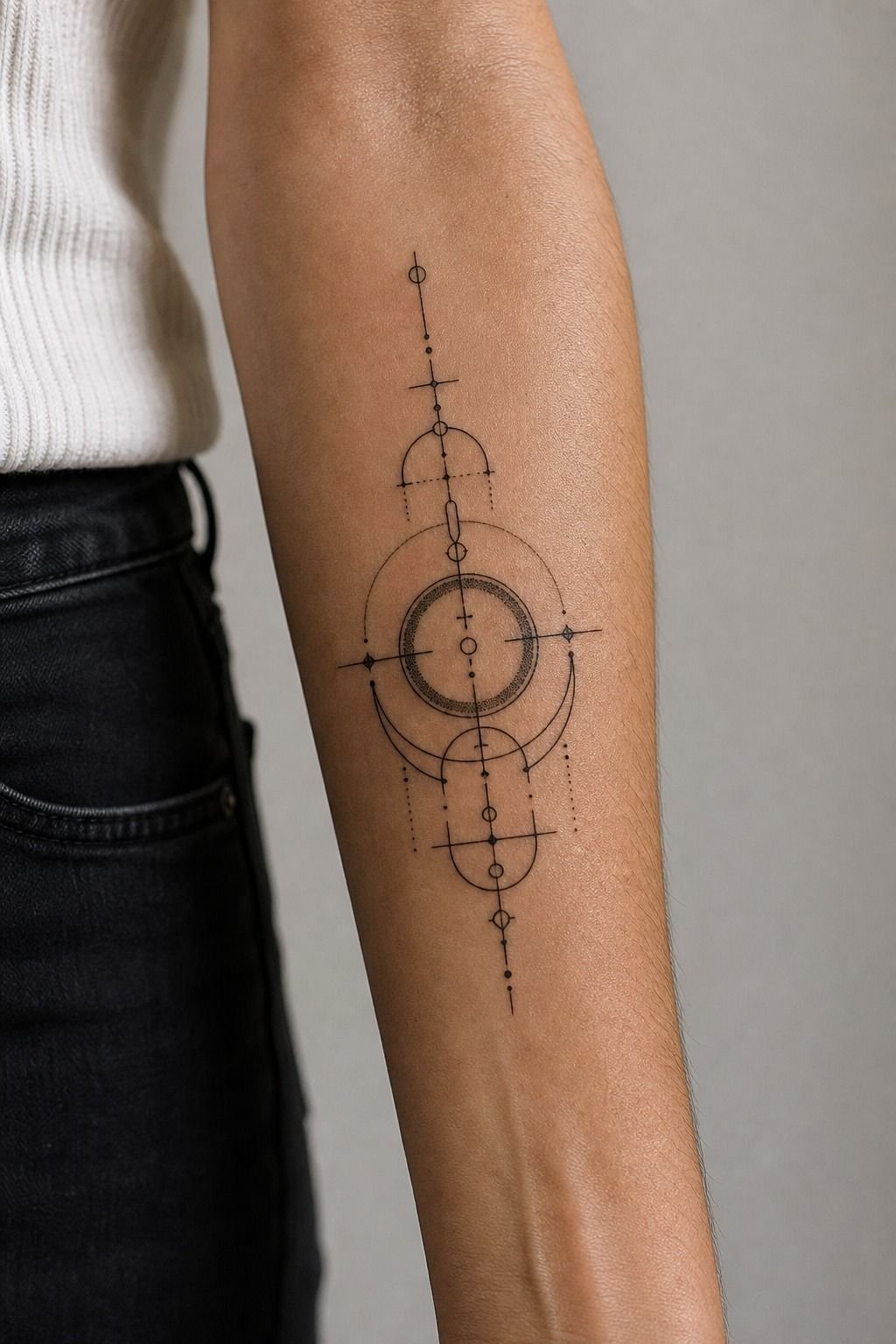 Minimalist Geometric Tattoo On The Inner Forearm