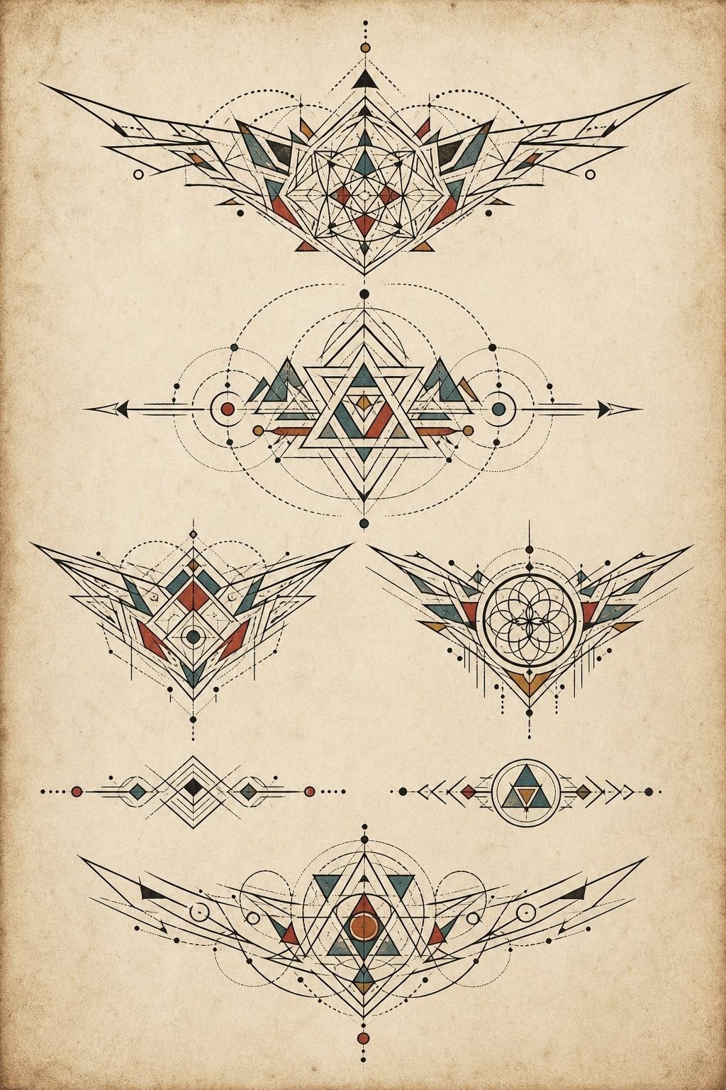 Abstract Geometric Tattoo Across The Shoulder Blade