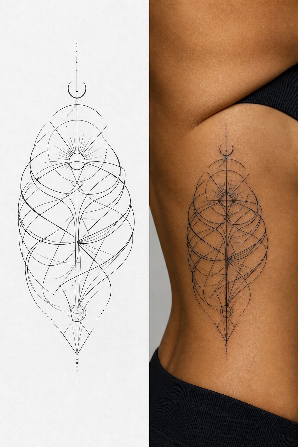 Abstract Lines Tattoo Design For The Ribcage