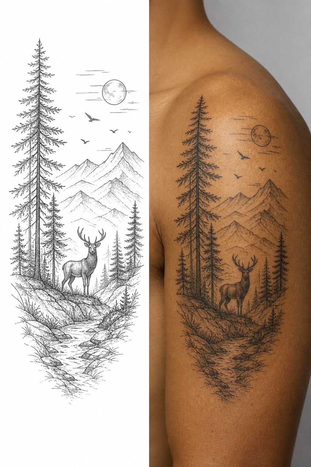 Forest and Wildlife Scene on the Shoulder