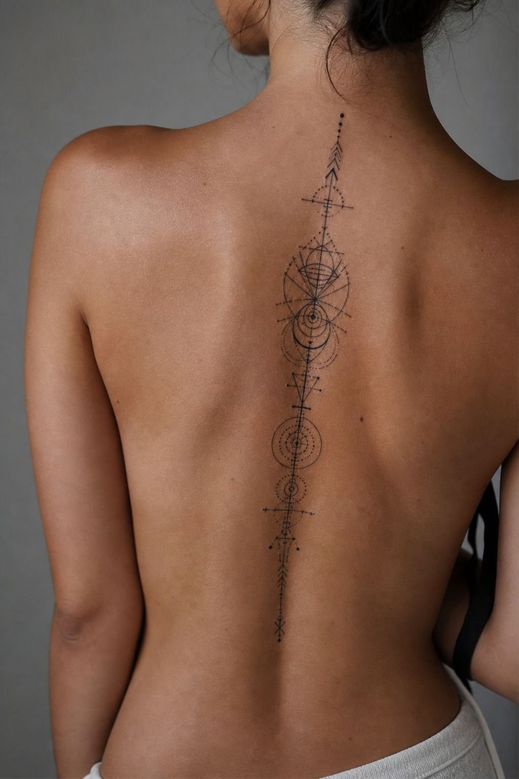 Abstract Geometric Tattoo Along The Spine