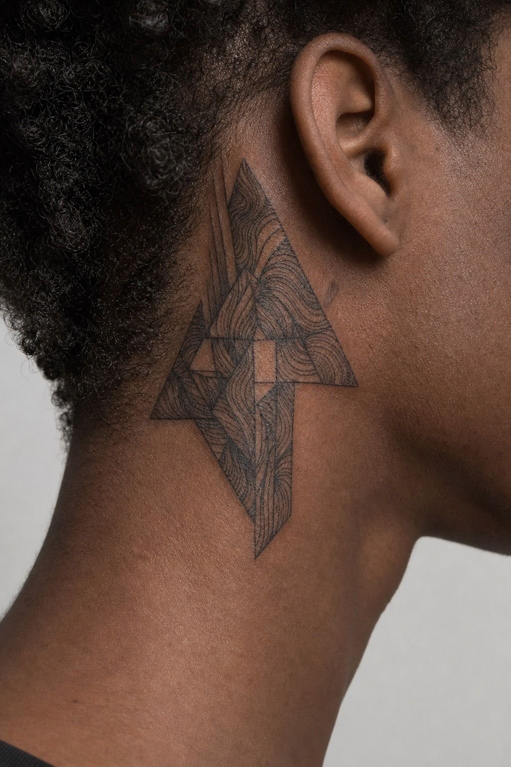 Layered Triangle Tattoo With Organic Linework