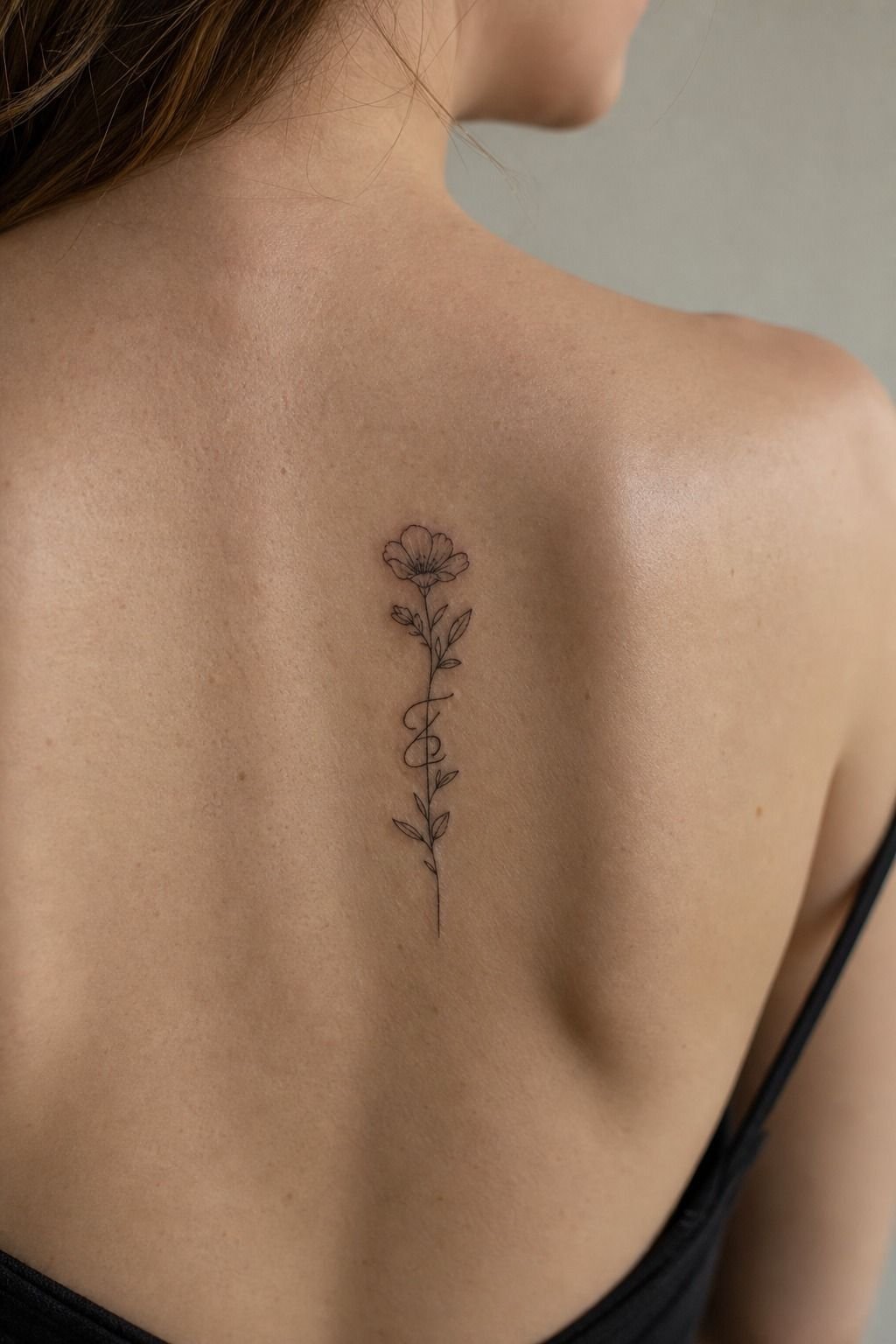 Anchor a Tiny Fine Line Birth Flower With Initials