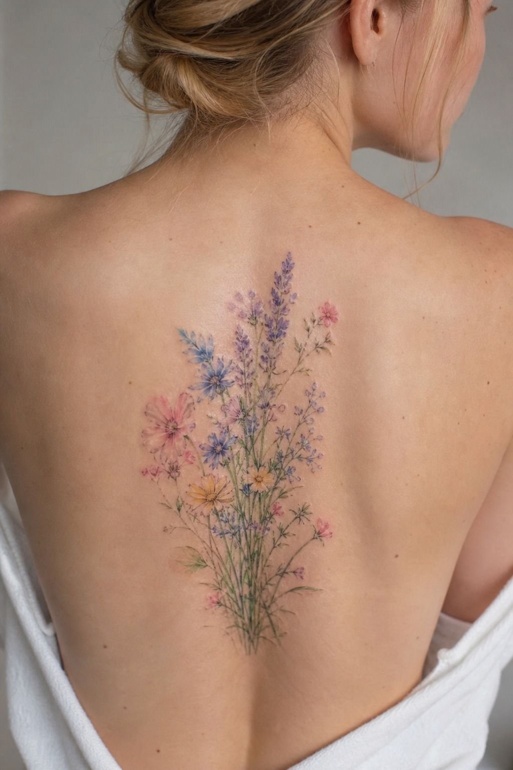 Watercolor Wildflower Bouquet Tattoo