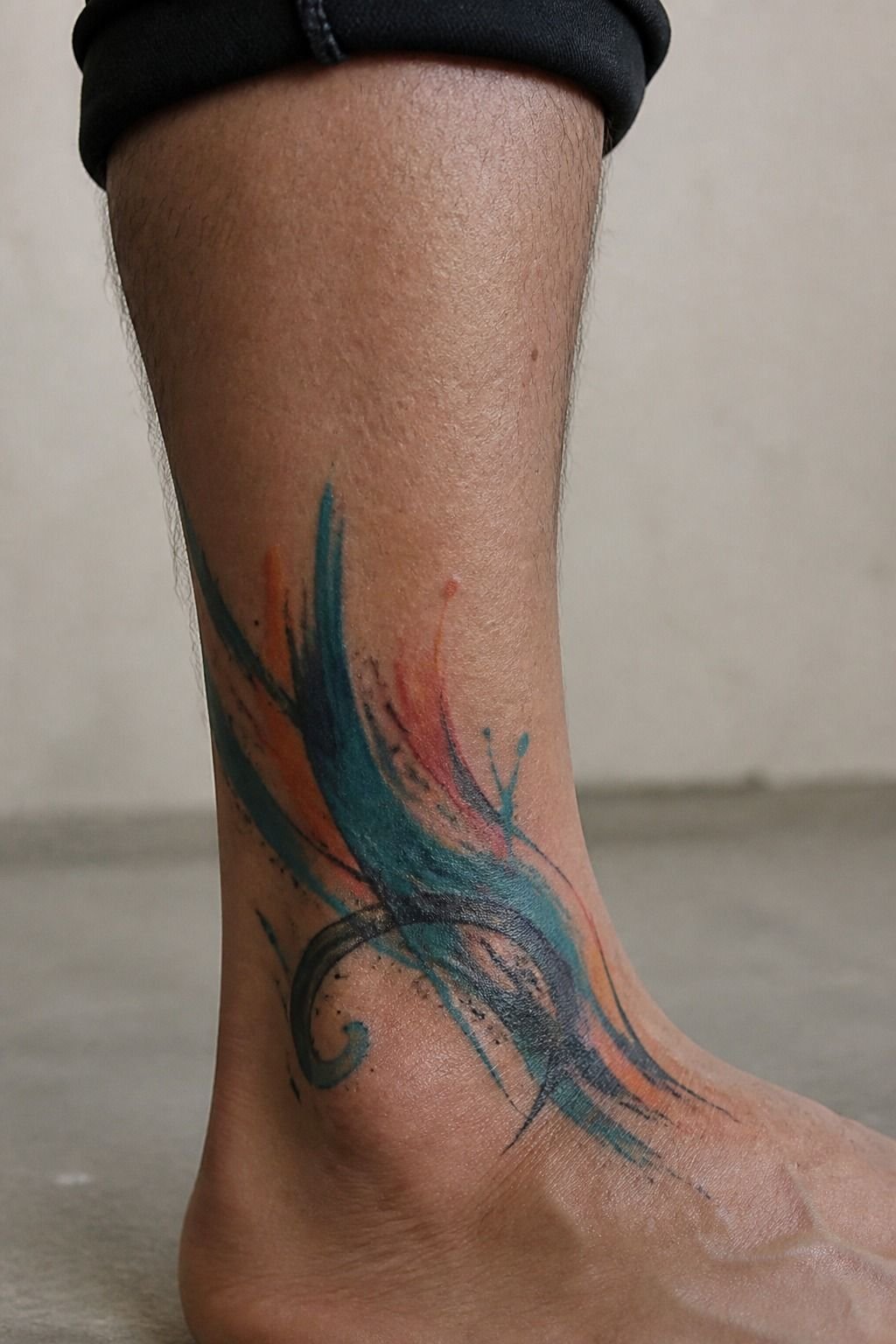 Abstract Brushstroke Color Splash Tattoo