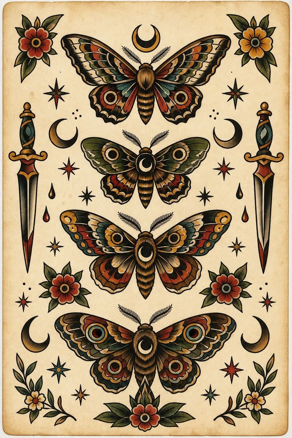 Unique Traditional Moth Forearm Tattoo
