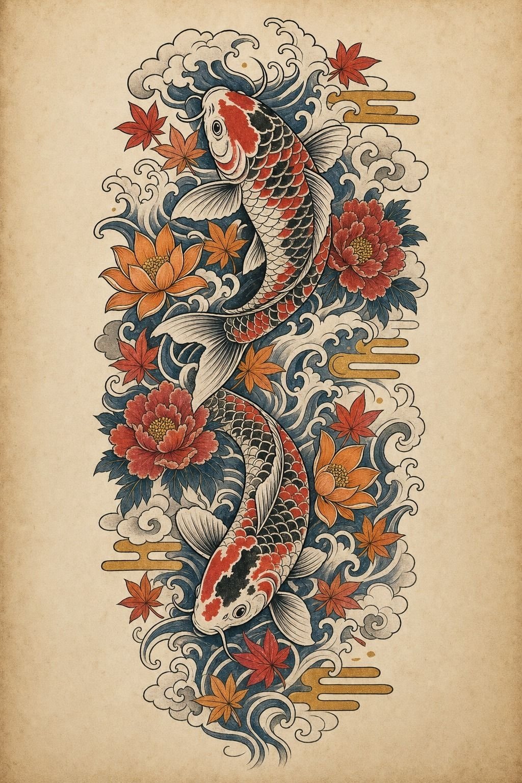 Choose Japanese Koi Fish Sleeve Tattoo Flow Over Random Flash