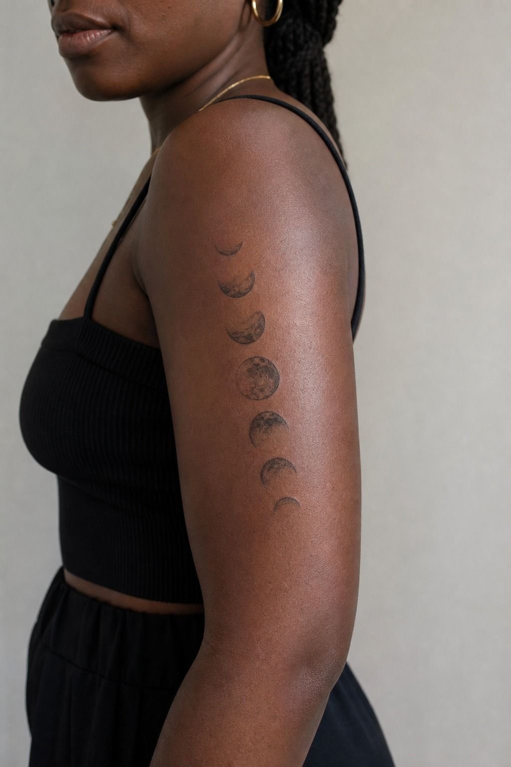 Gouache-Inspired Moon Phases Tattoo