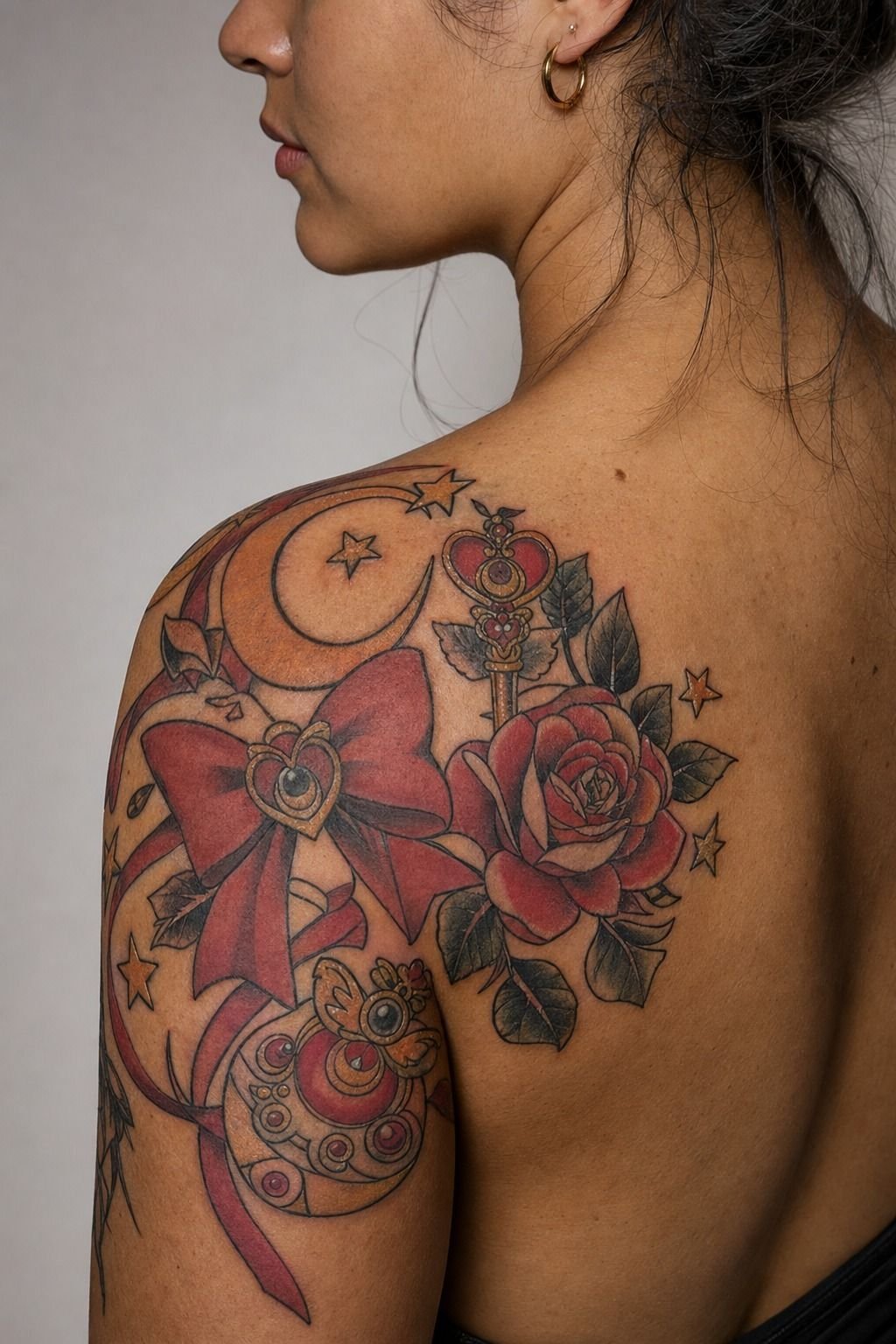 Traditional Sailor Moon Shoulder Tattoo