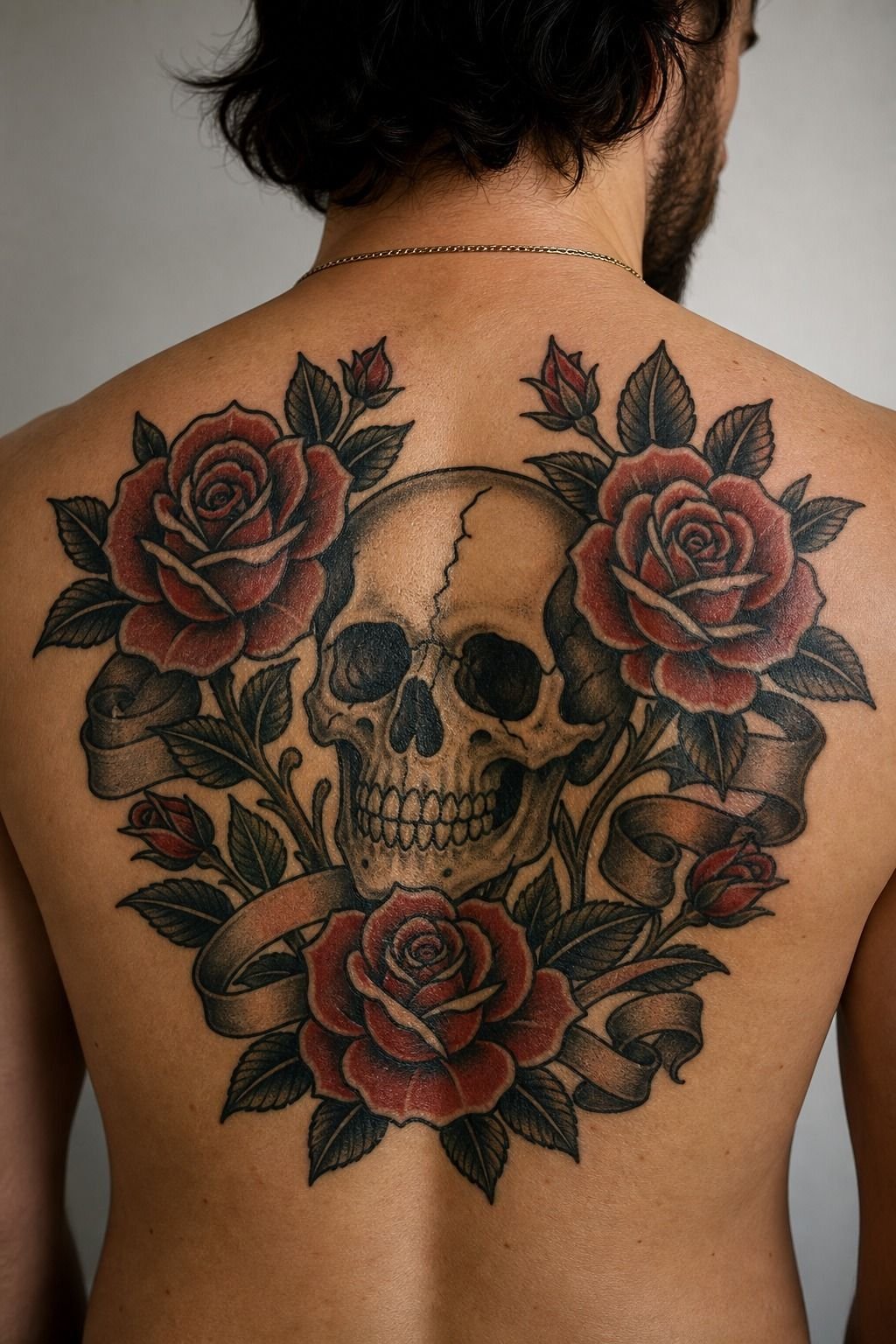 Cool Traditional Skull Knee Tattoo
