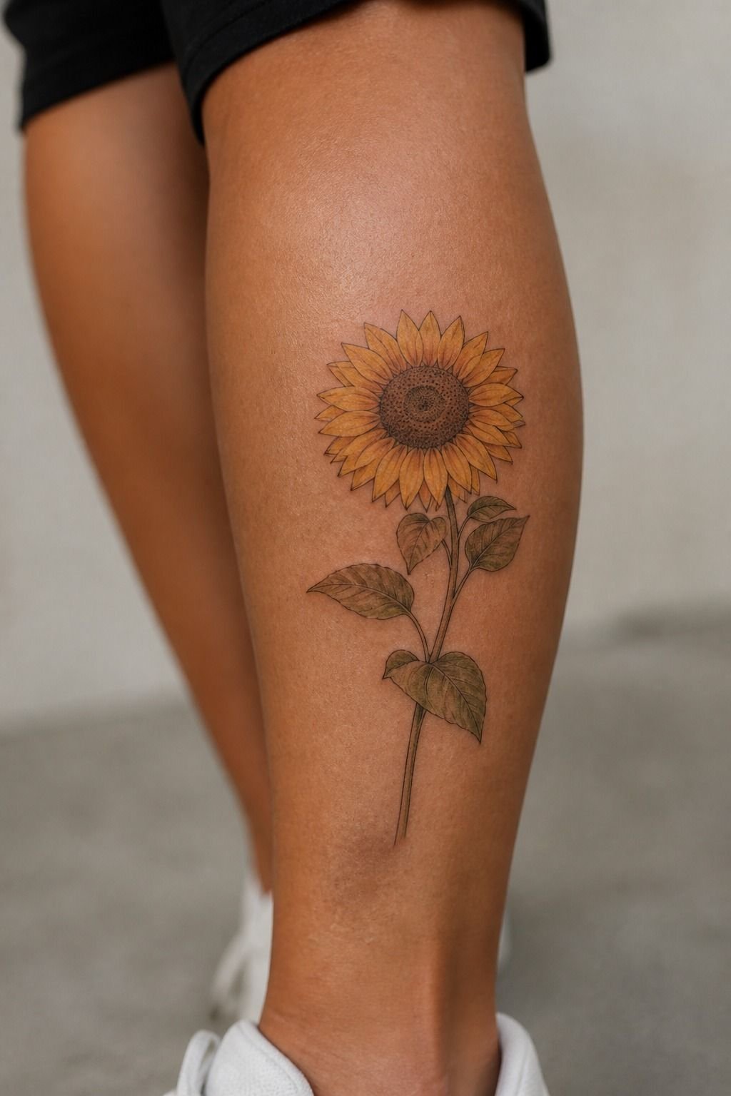 Painted Sunflower With Black Outlines