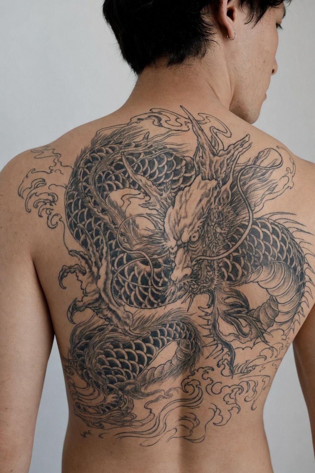 I Chose a Blackwork Japanese Dragon Back Piece