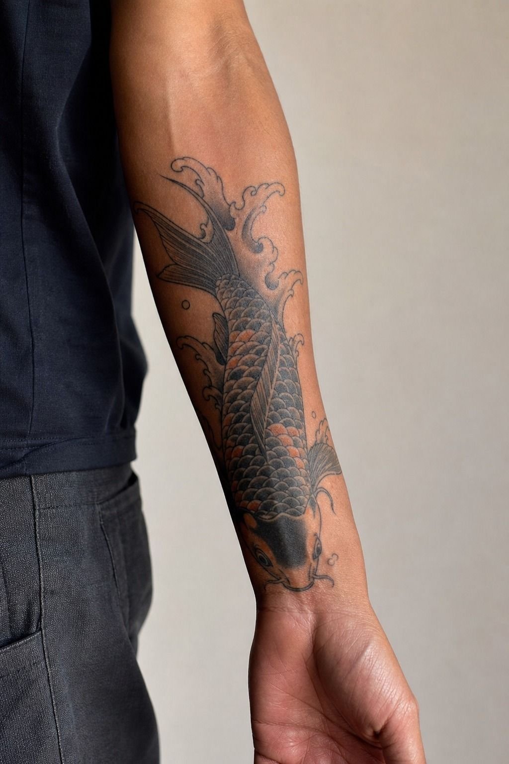 I Sketched Koi Flowing Against My Forearm
