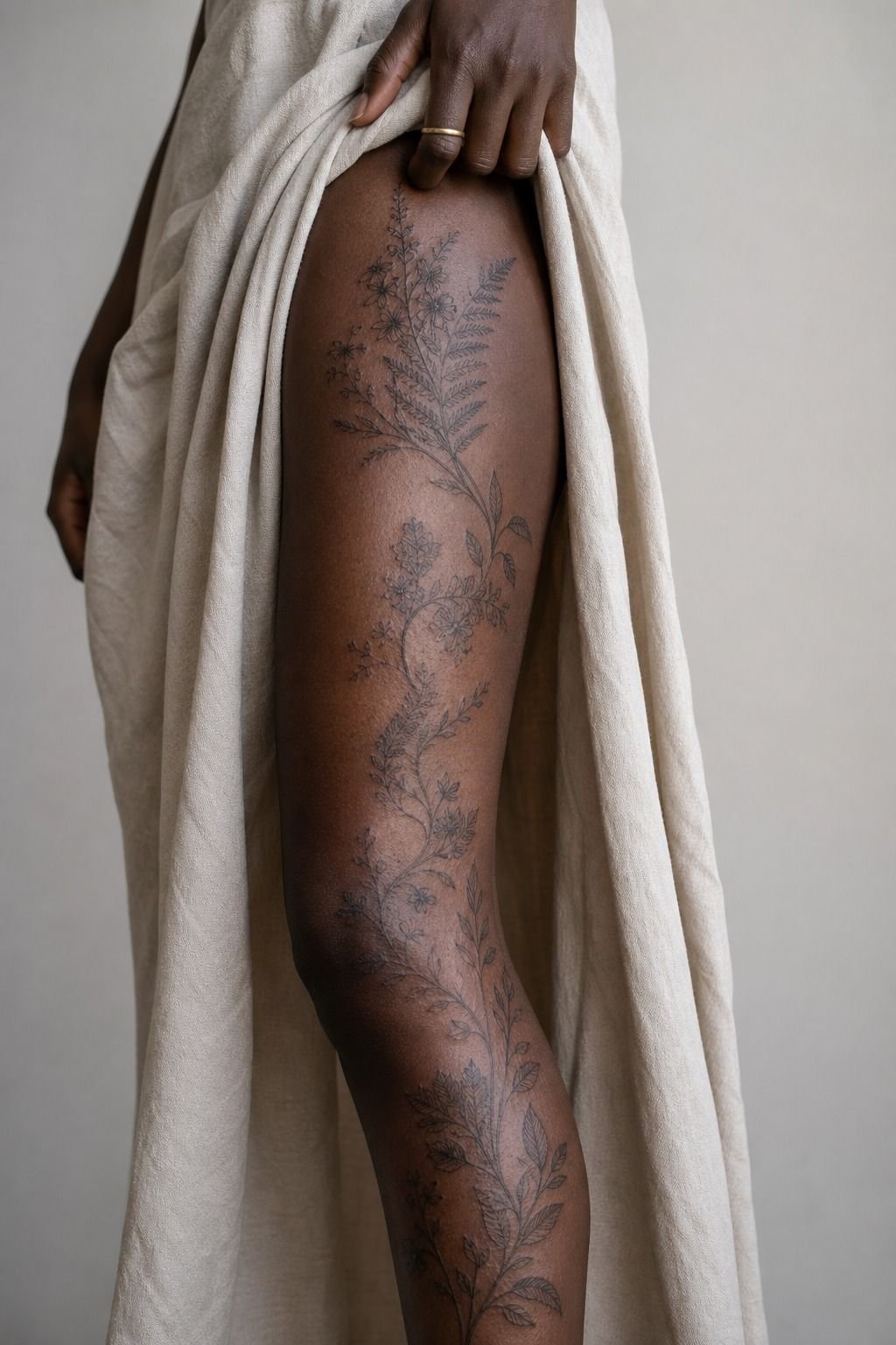 Choose Botanical Elements for a Full Leg Tattoo