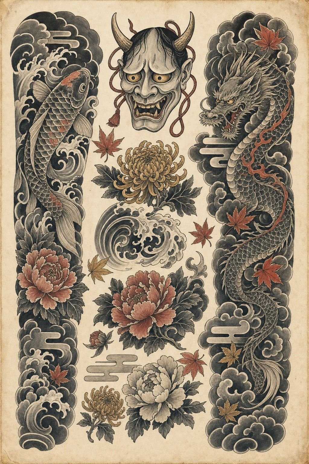 I Built a Black and Grey Irezumi Sleeve