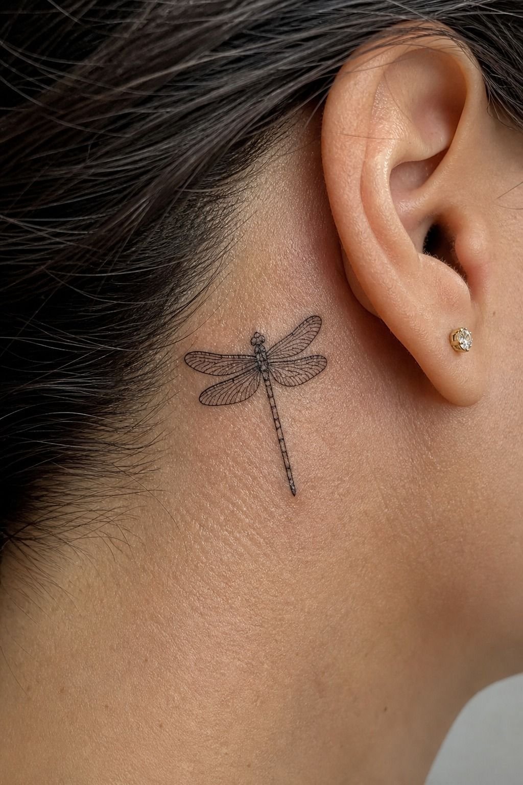 Tiny Dragonfly Behind the Ear