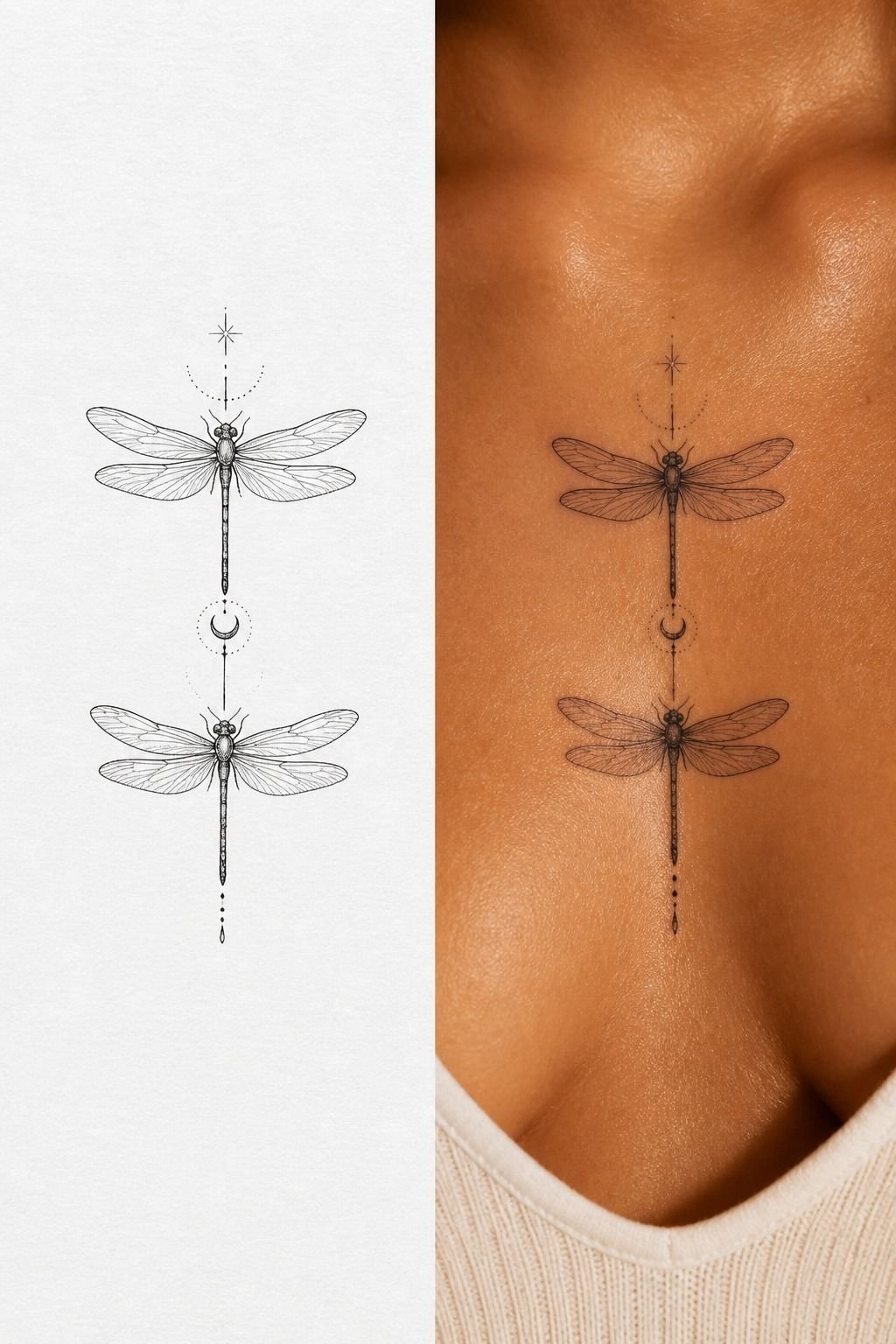 Matching Dragonfly Tattoos for Sisters