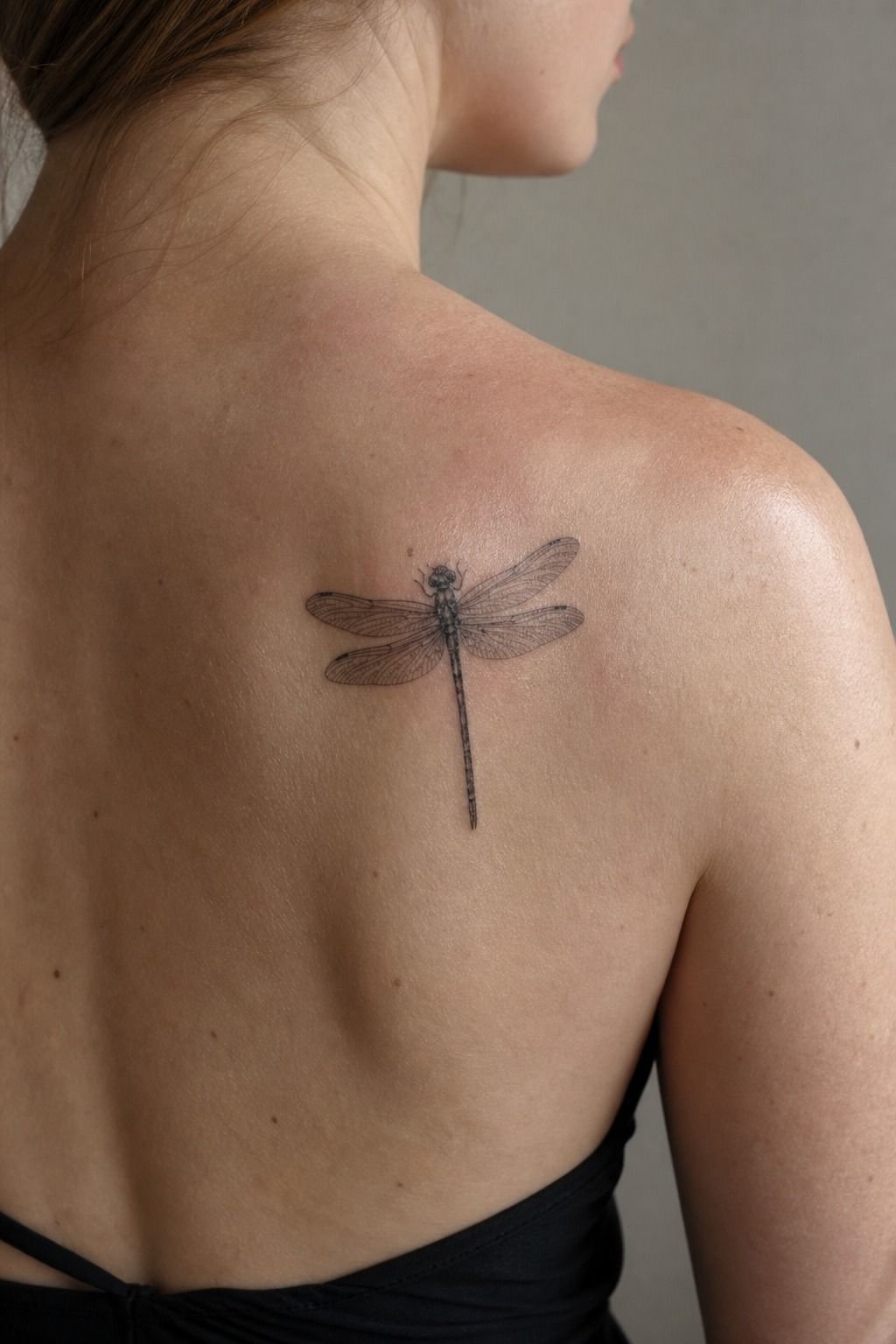 Dragonfly Shoulder Blade Tattoo With Shading