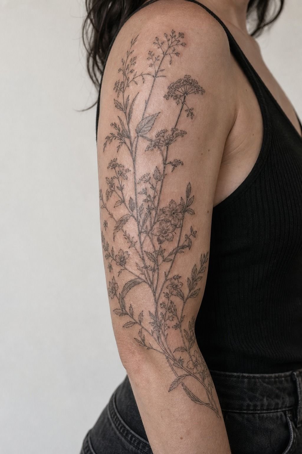 Layered Botanical Half Sleeve For First-Timers