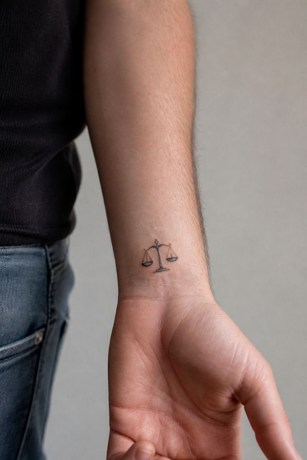 Minimal Libra Scales Tattoo for Men