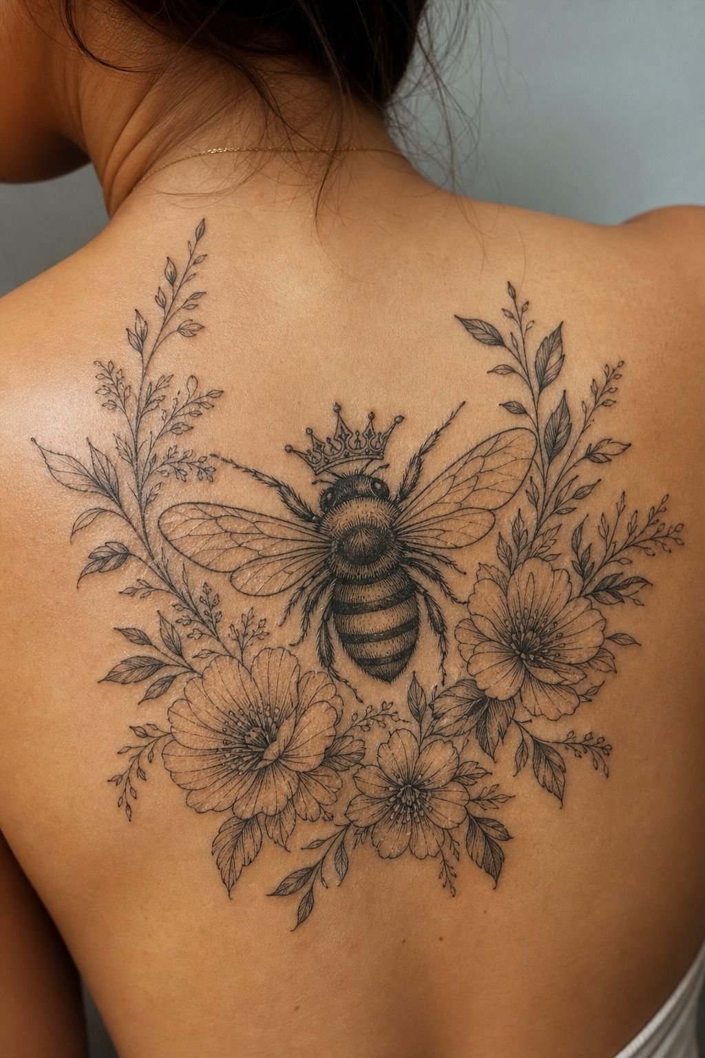 Pick a Floral Queen Bee Tattoo Design