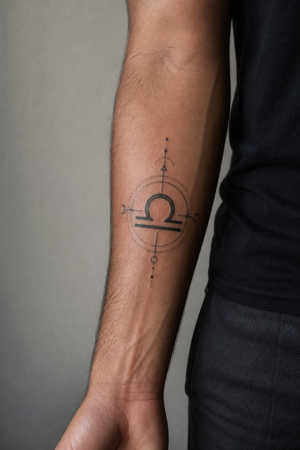 Geometric Libra Symbol Tattoo for Men