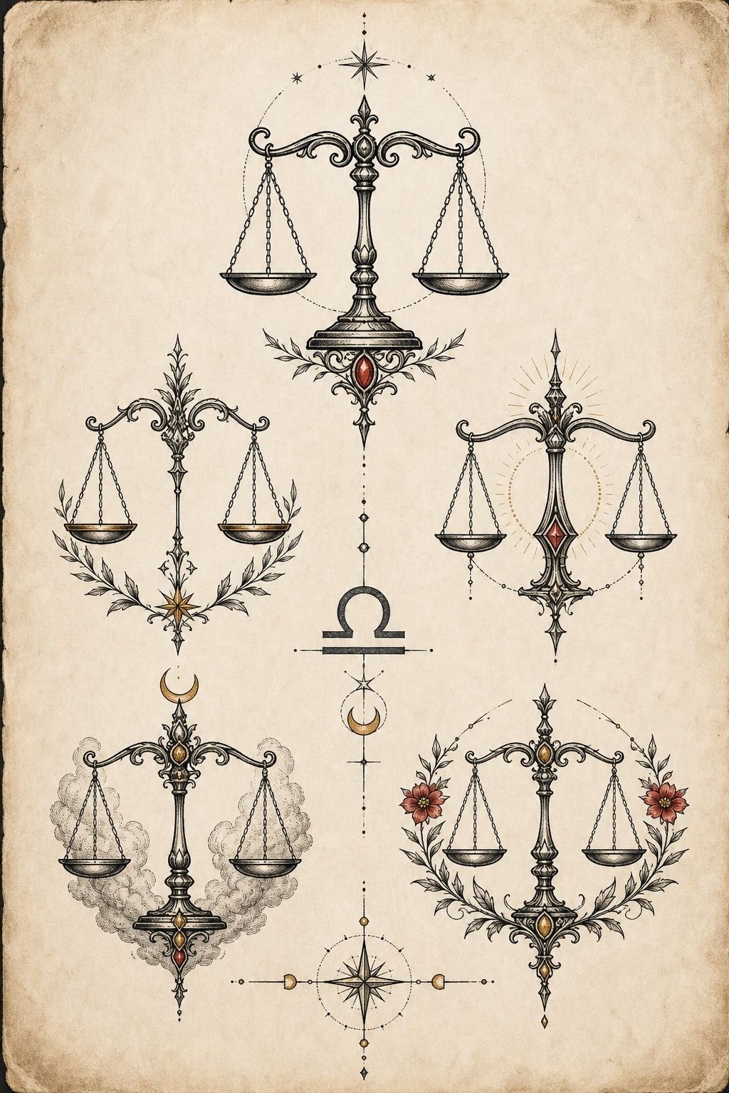 Realistic Libra Scales Tattoo on the Chest