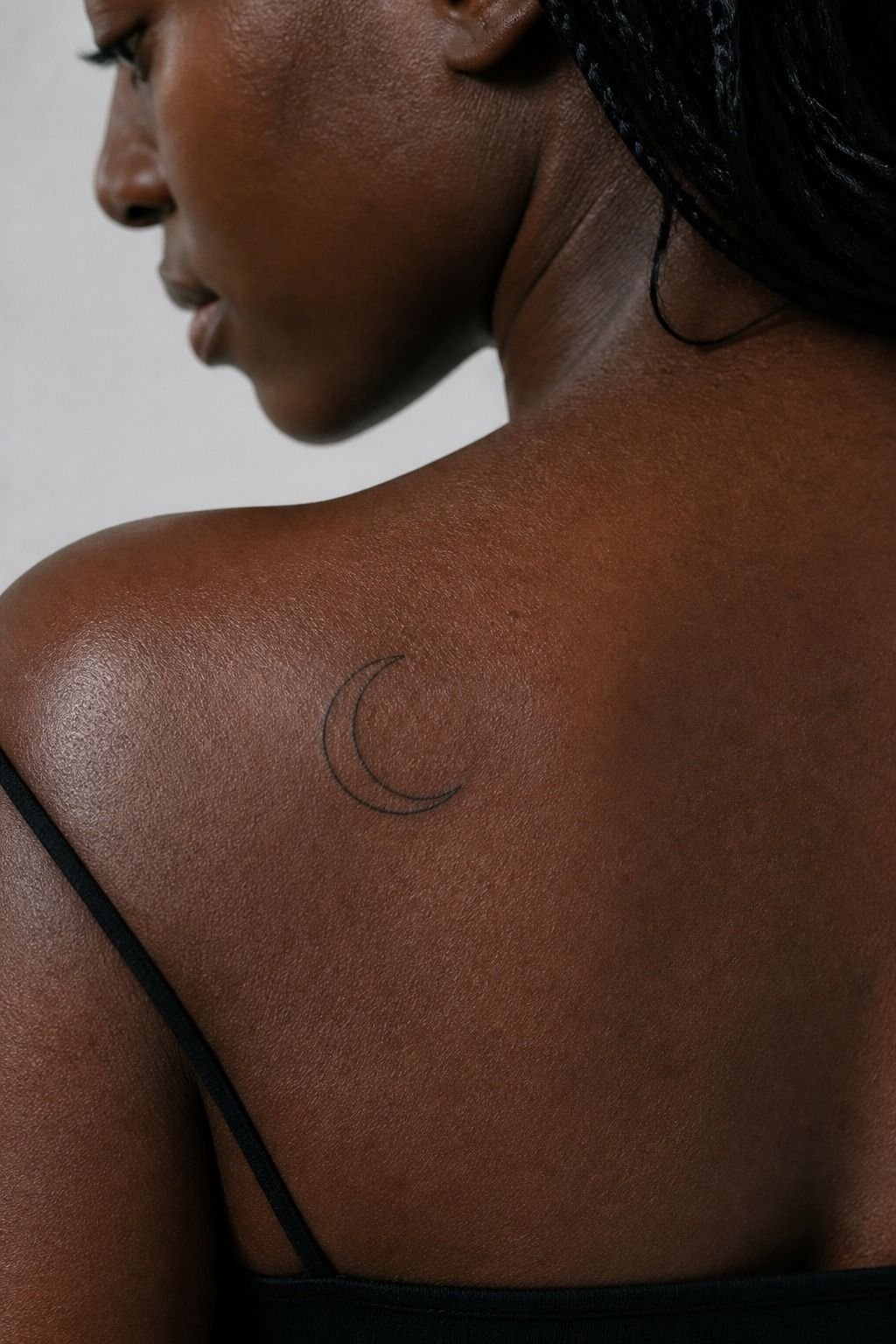Crescent Moon Shin Tattoo for Women