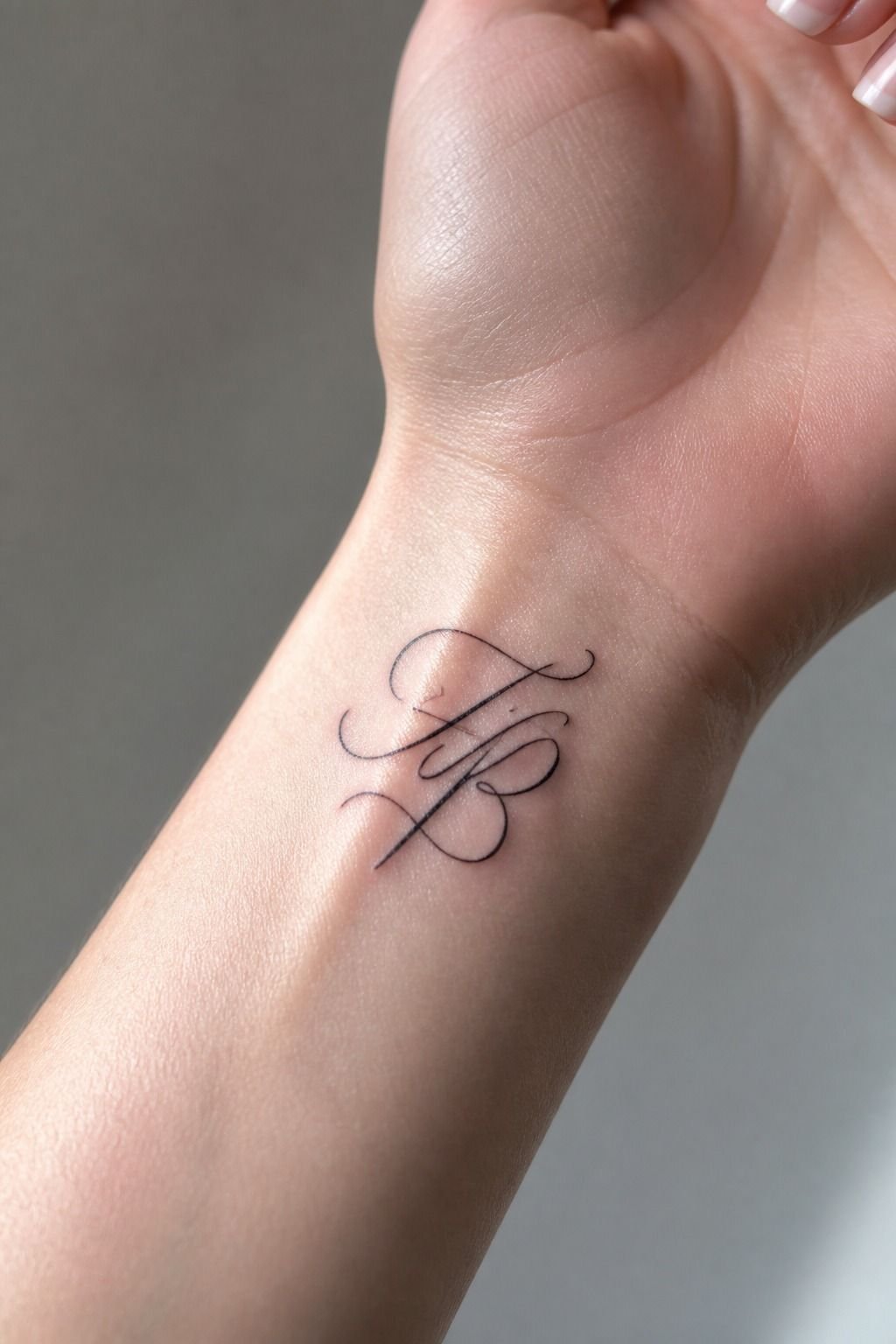 Matching Initials Front Wrist Tattoos