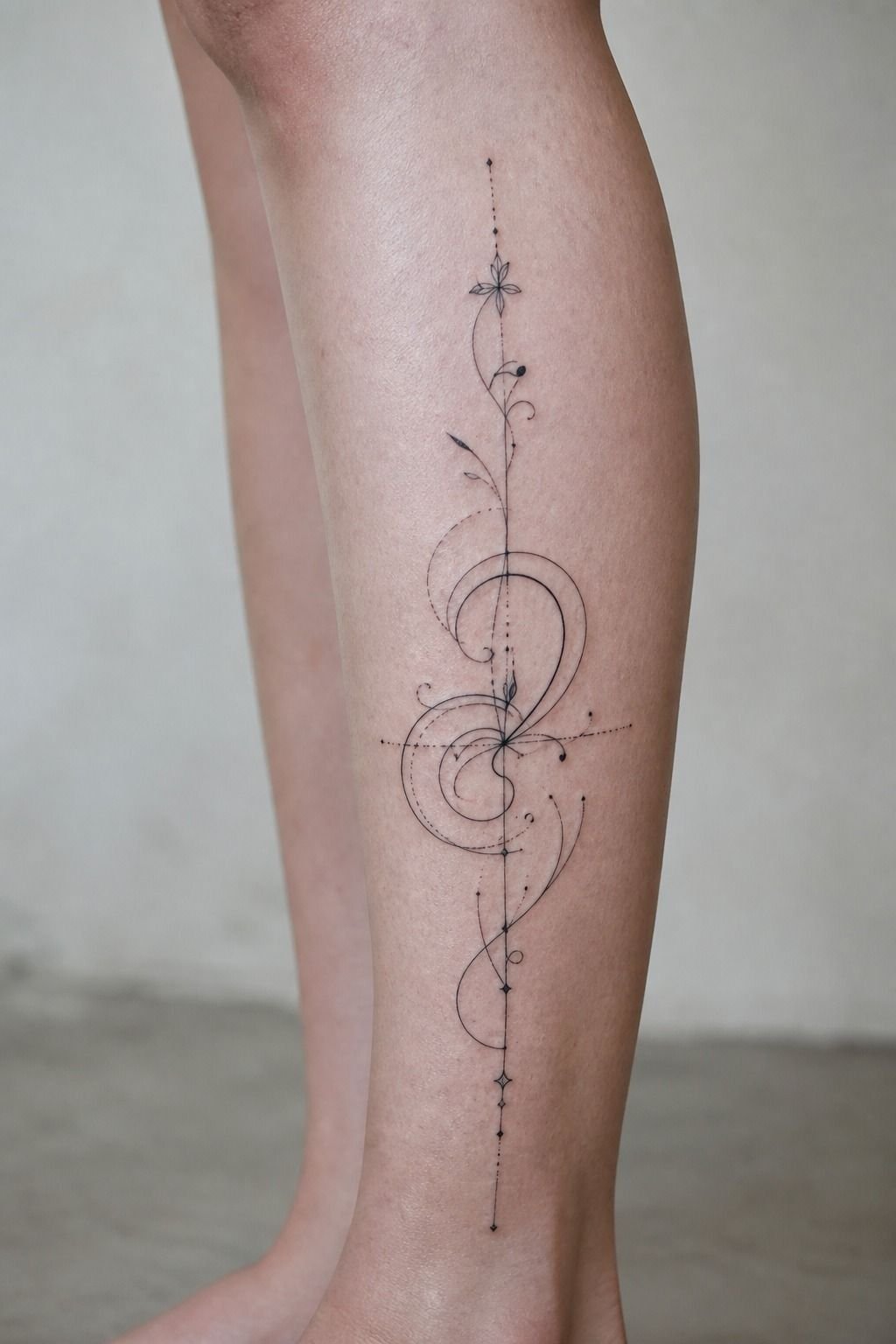 Delicate Script Across the Shin