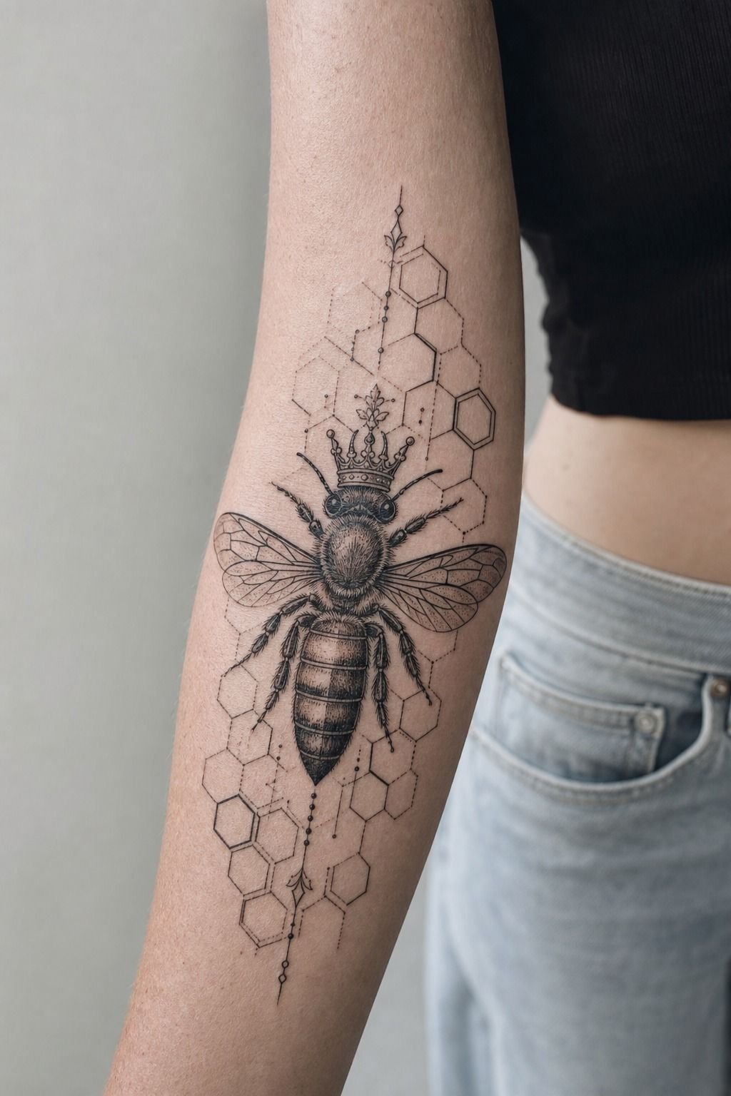 Add Honeycomb Geometry to Queen Bee Tattoo