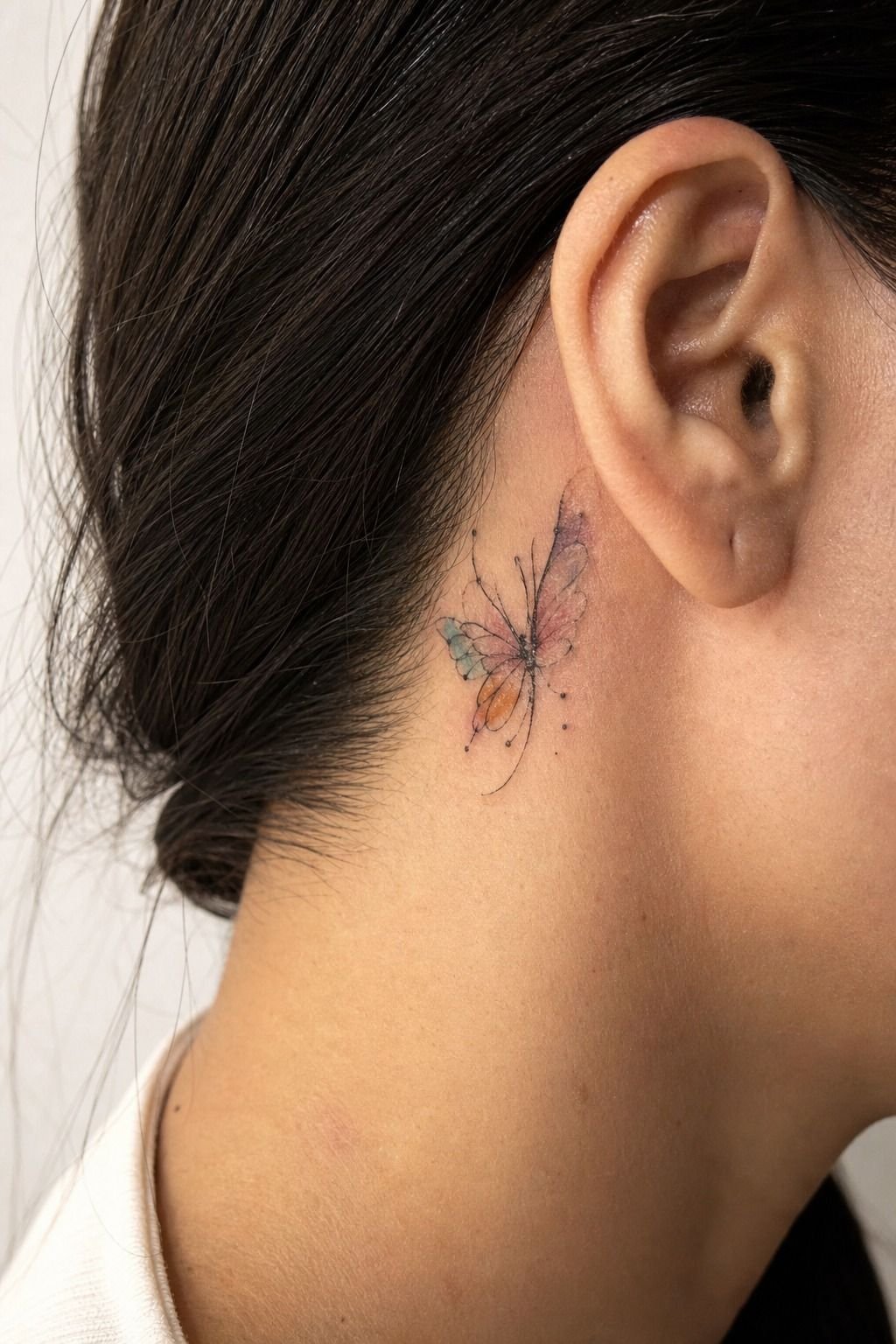 Watercolor Butterfly with Fine Linework