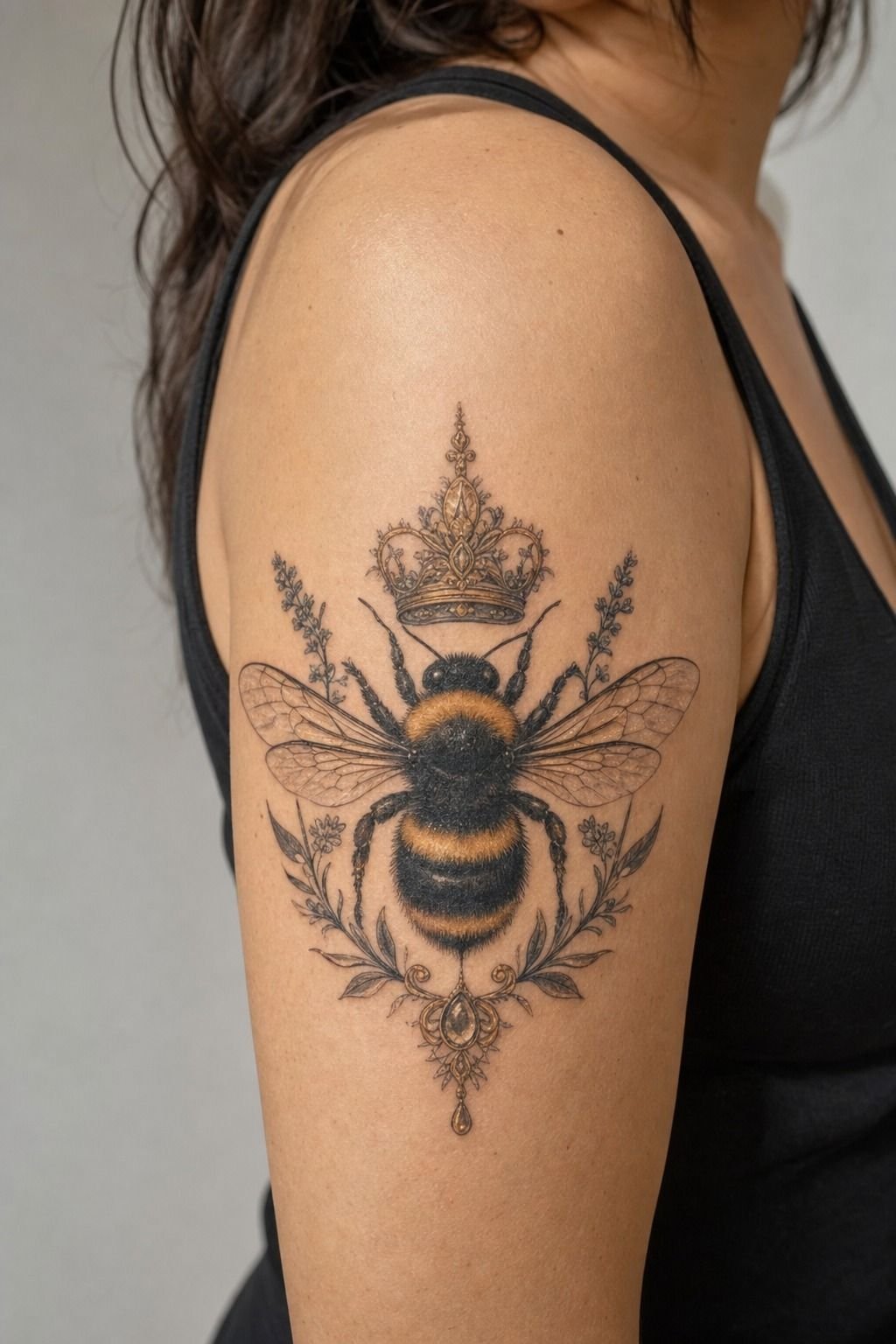 Shape a Bumble Bee Queen Tattoo Portrait