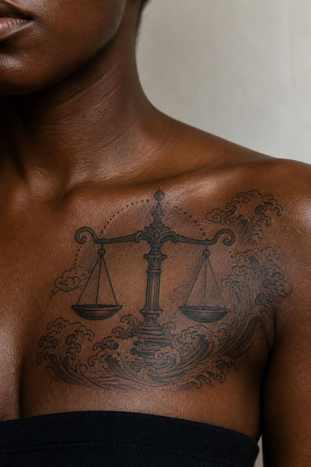 Japanese-Inspired Libra Tattoo with Balance Imagery