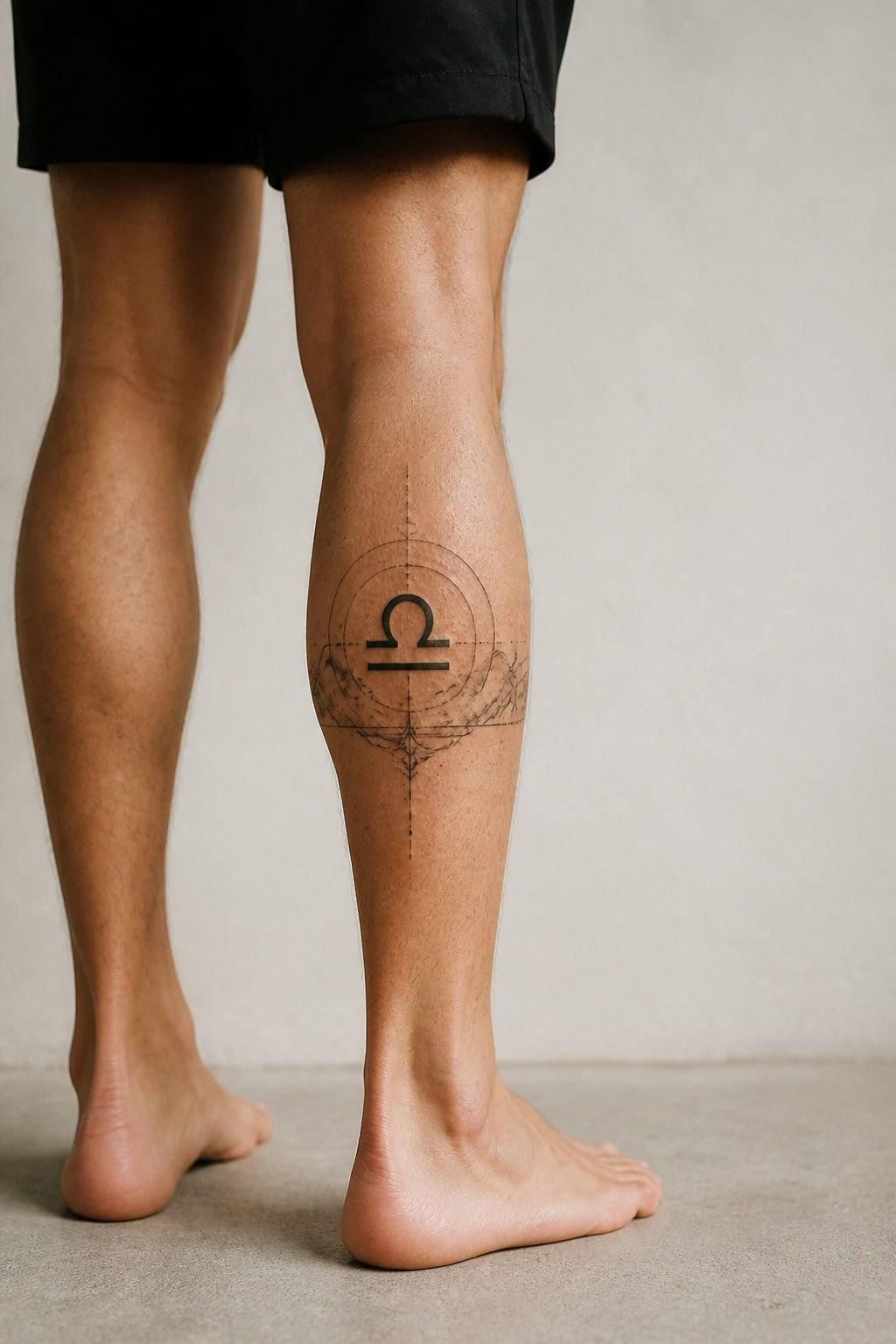 Bold Libra Symbol Tattoo on the Calf