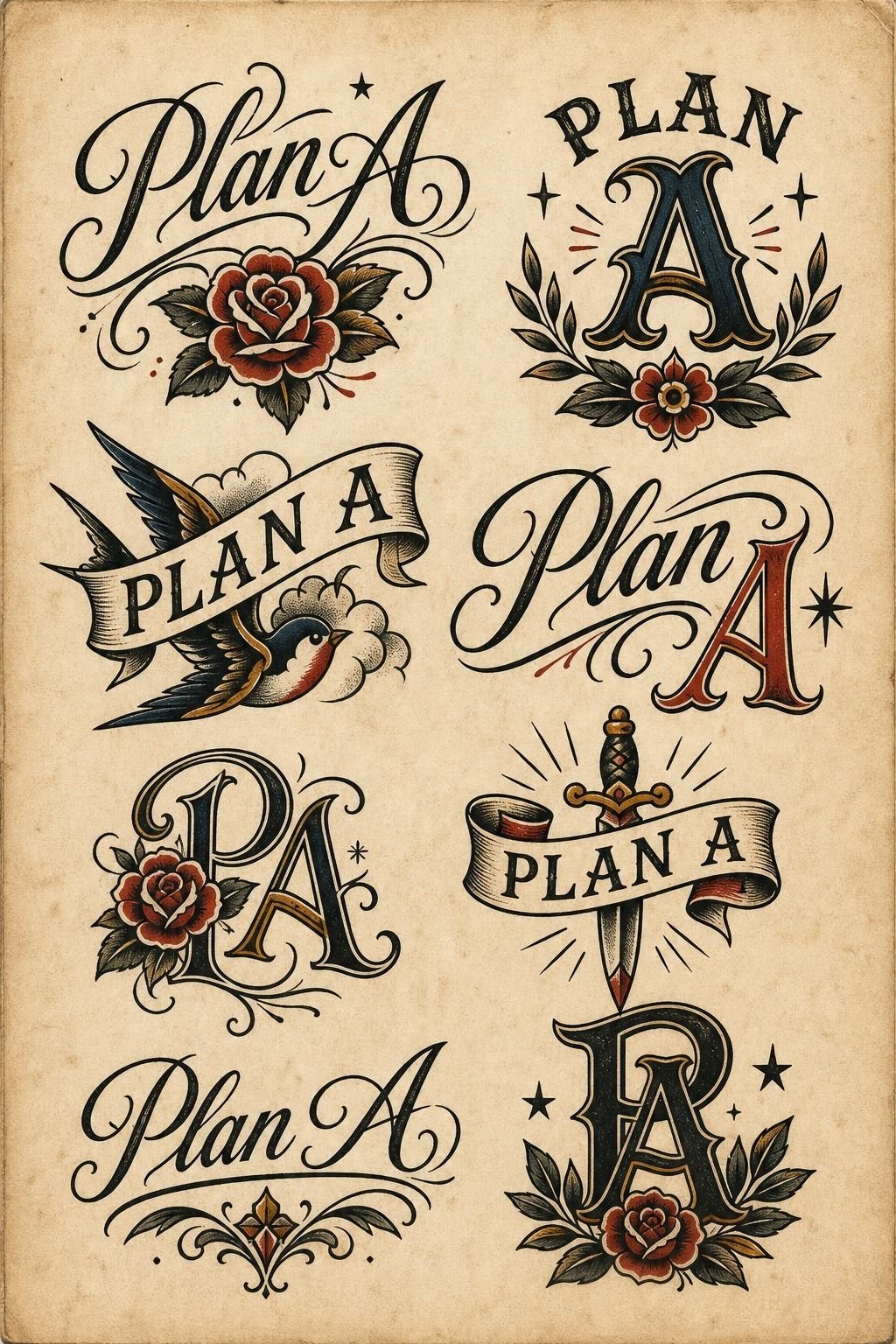 Plan A Last Name Tattoo With Initials