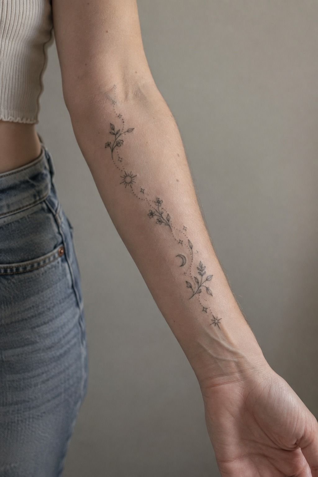 I Connected Dainty Motifs Across My Forearm