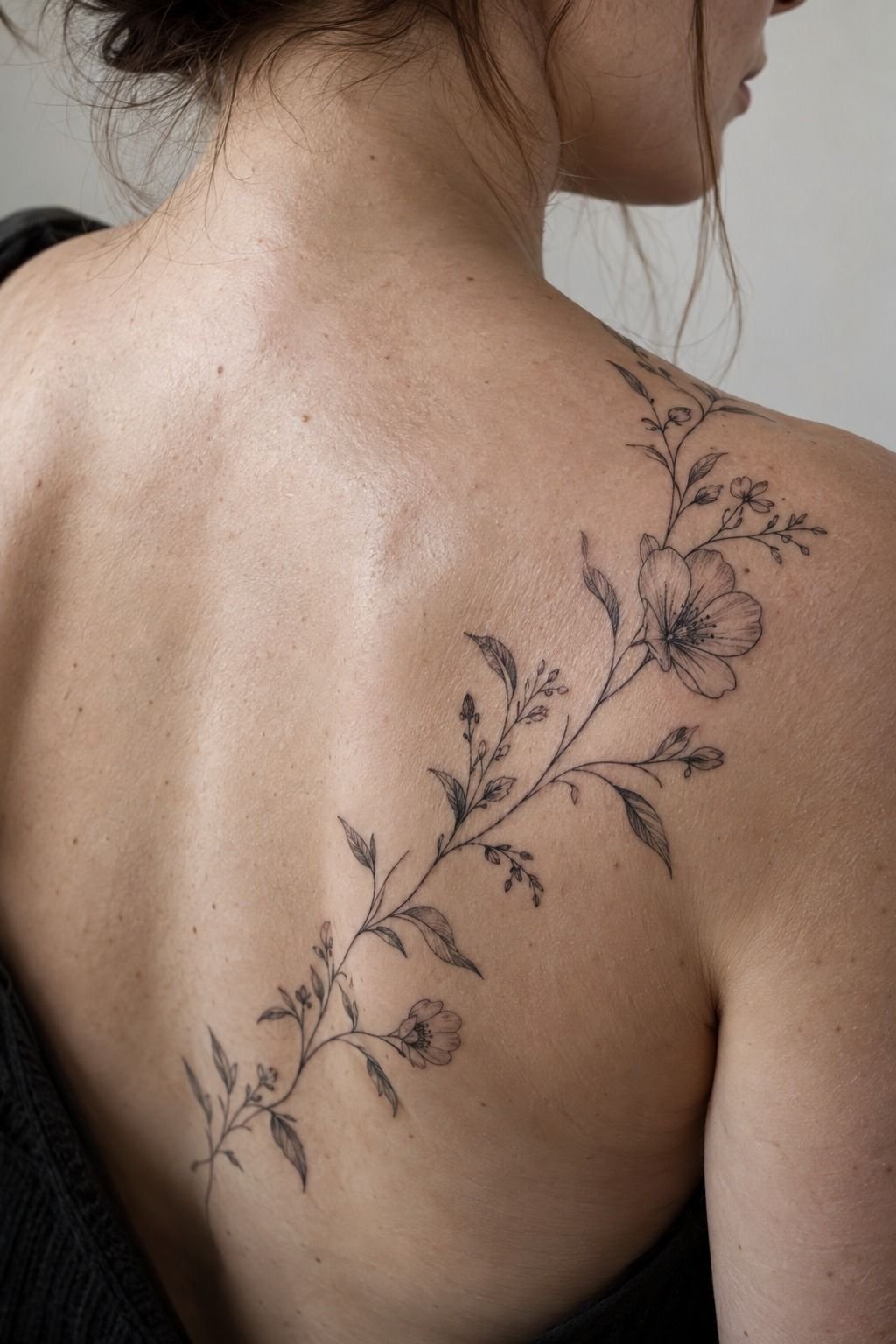 Delicate Floral Trail Along the Heel