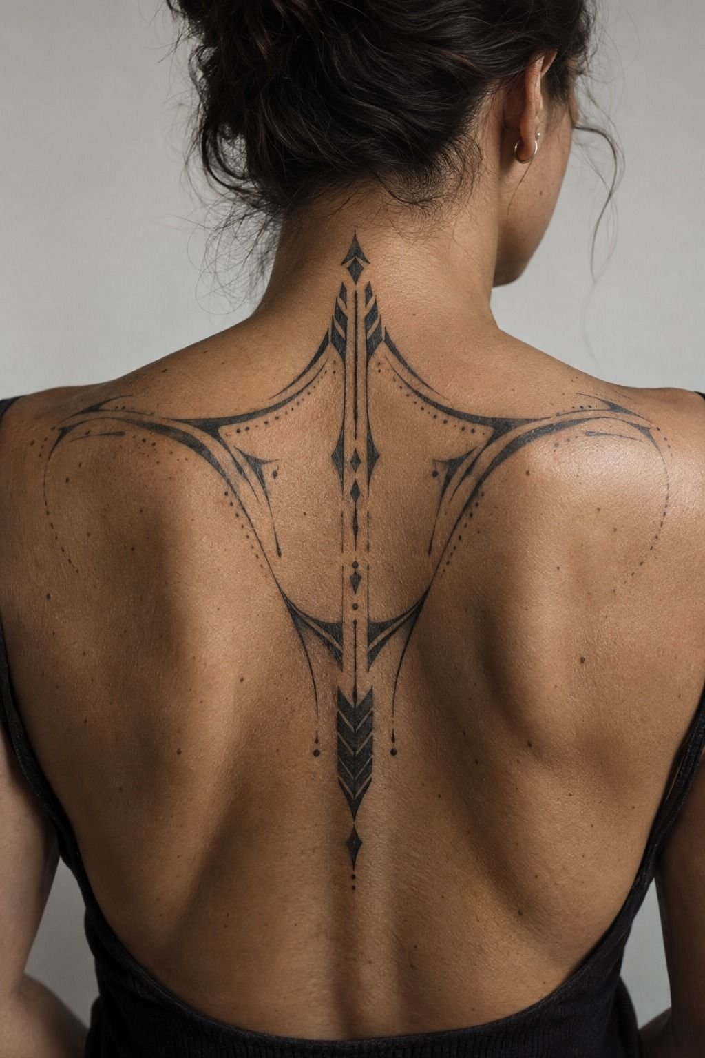 Bold Blackwork Arrow Above the Achilles
