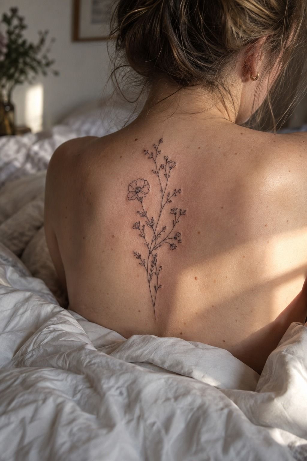 Delicate Floral Back Tattoos Female: Let the Lines Breathe
