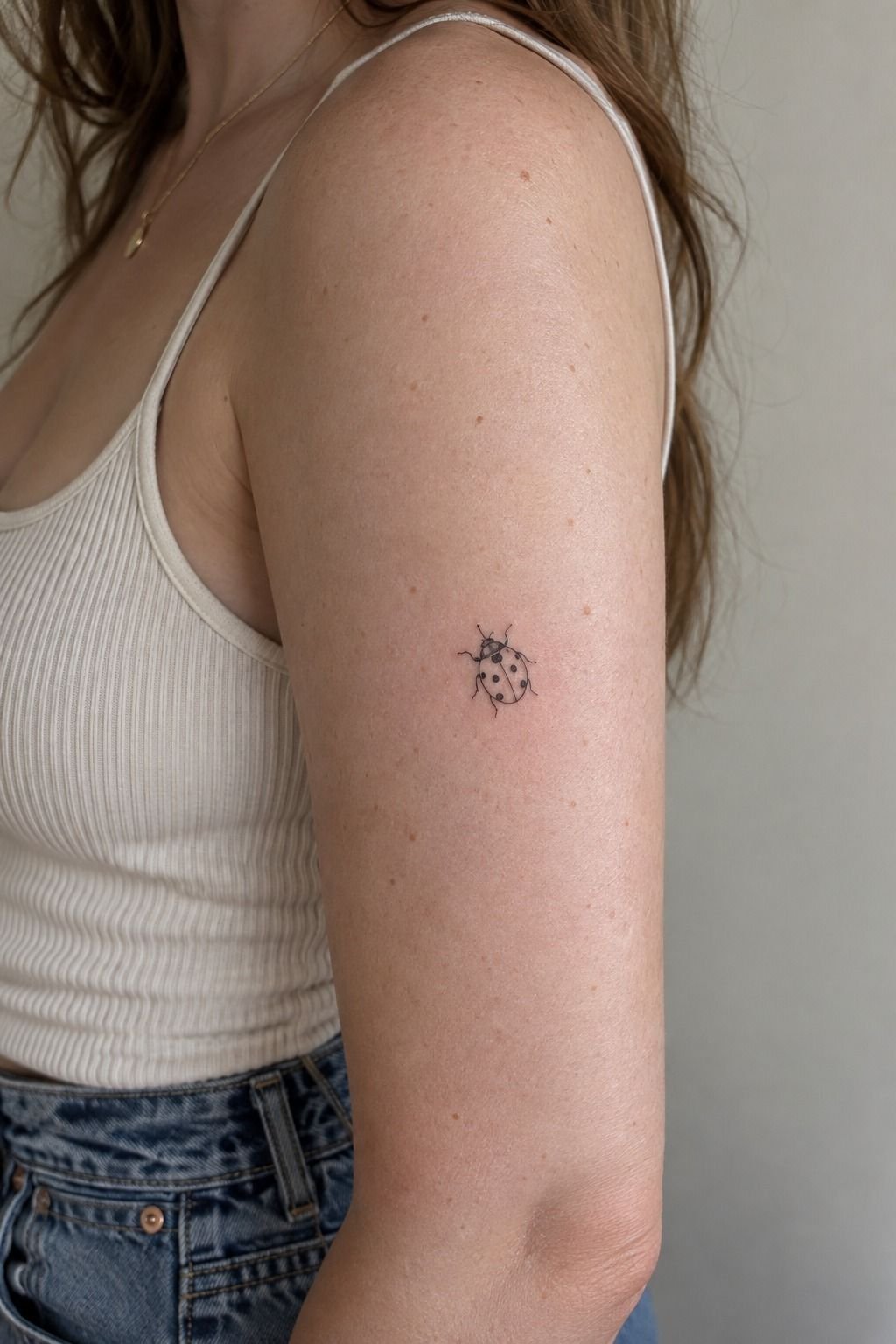 Minimal Ladybug Tattoo Stencil Linework