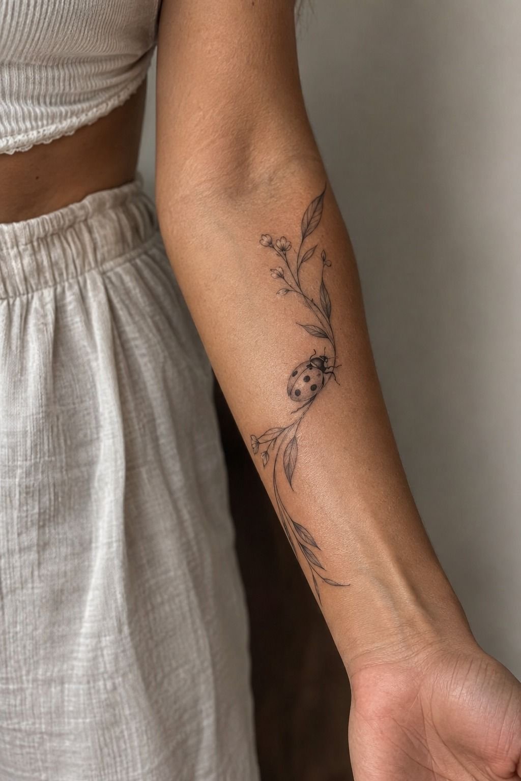 Black-and-White Ladybug Tattoo Stencil
